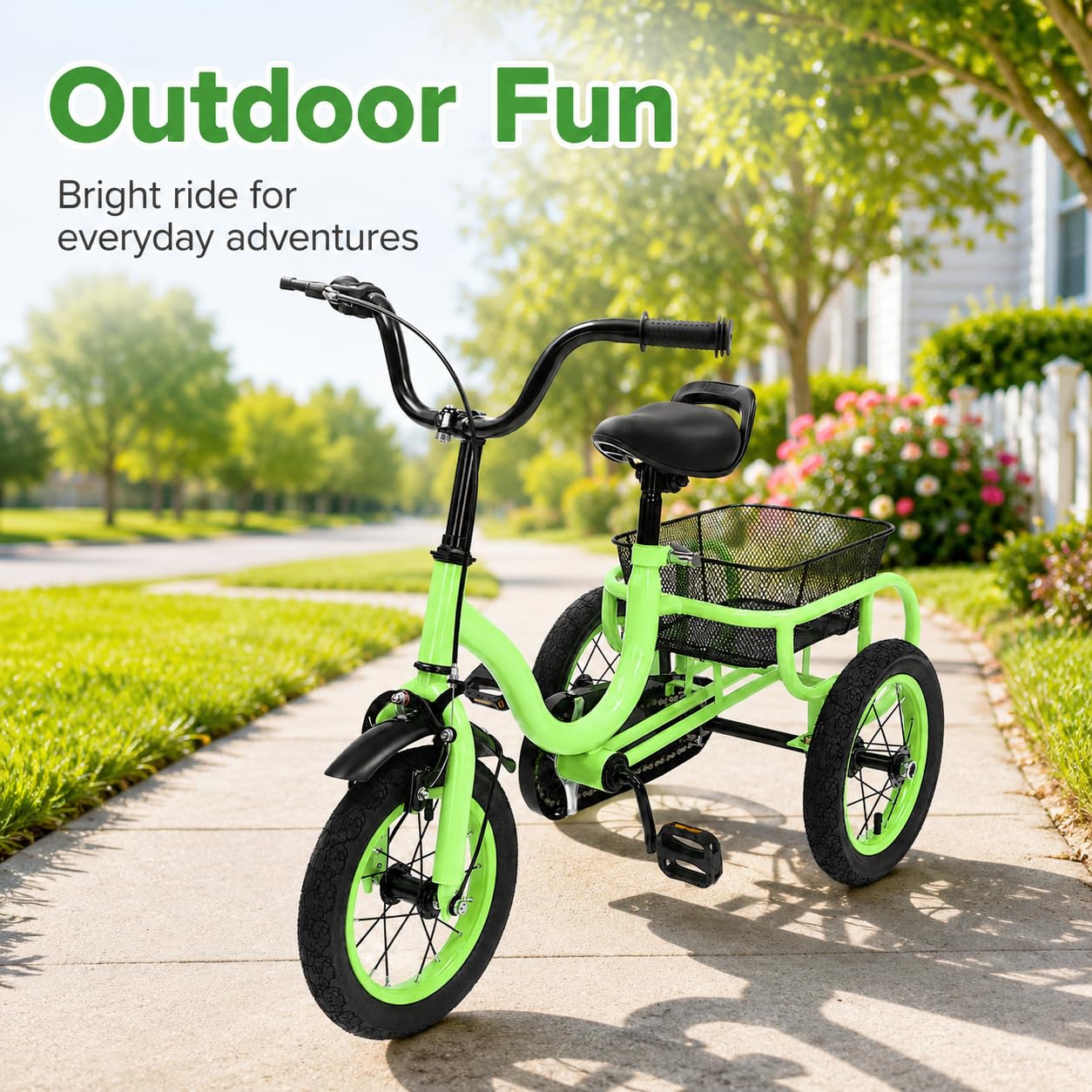 Triciclo infantil de 12 pulgadas, bicicleta infantil con engranaje de entrada, triciclo de carga hasta 25 kg, patinete infantil con pedales antideslizantes, estructura estable para triciclos, para