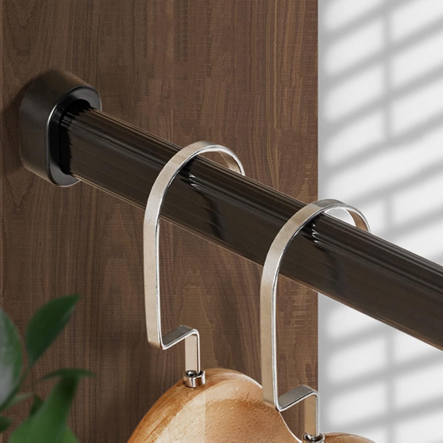 Black Closet Extender Hanging Rod, Metal Wardrobe Rods