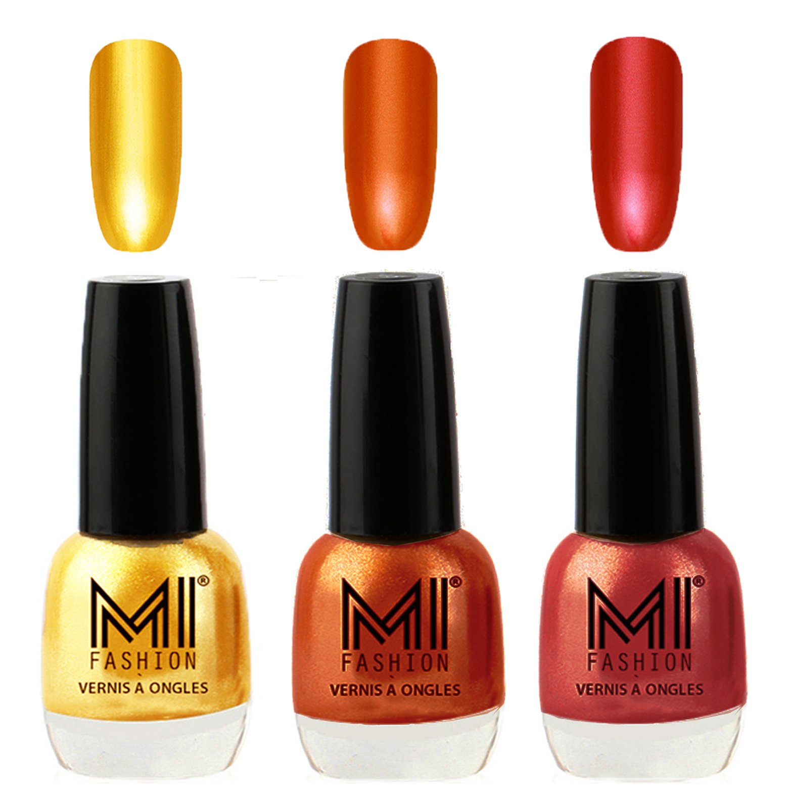 MI FASHION Pool-Ready Glam, No Chipping Gold Chrome, Red Gold, Hot Lava 12ml Chromey Shine Lacquer And Highly Pigmented Color Nail Polish For Women Professional Look At Home (Pack Of-3)-image-48