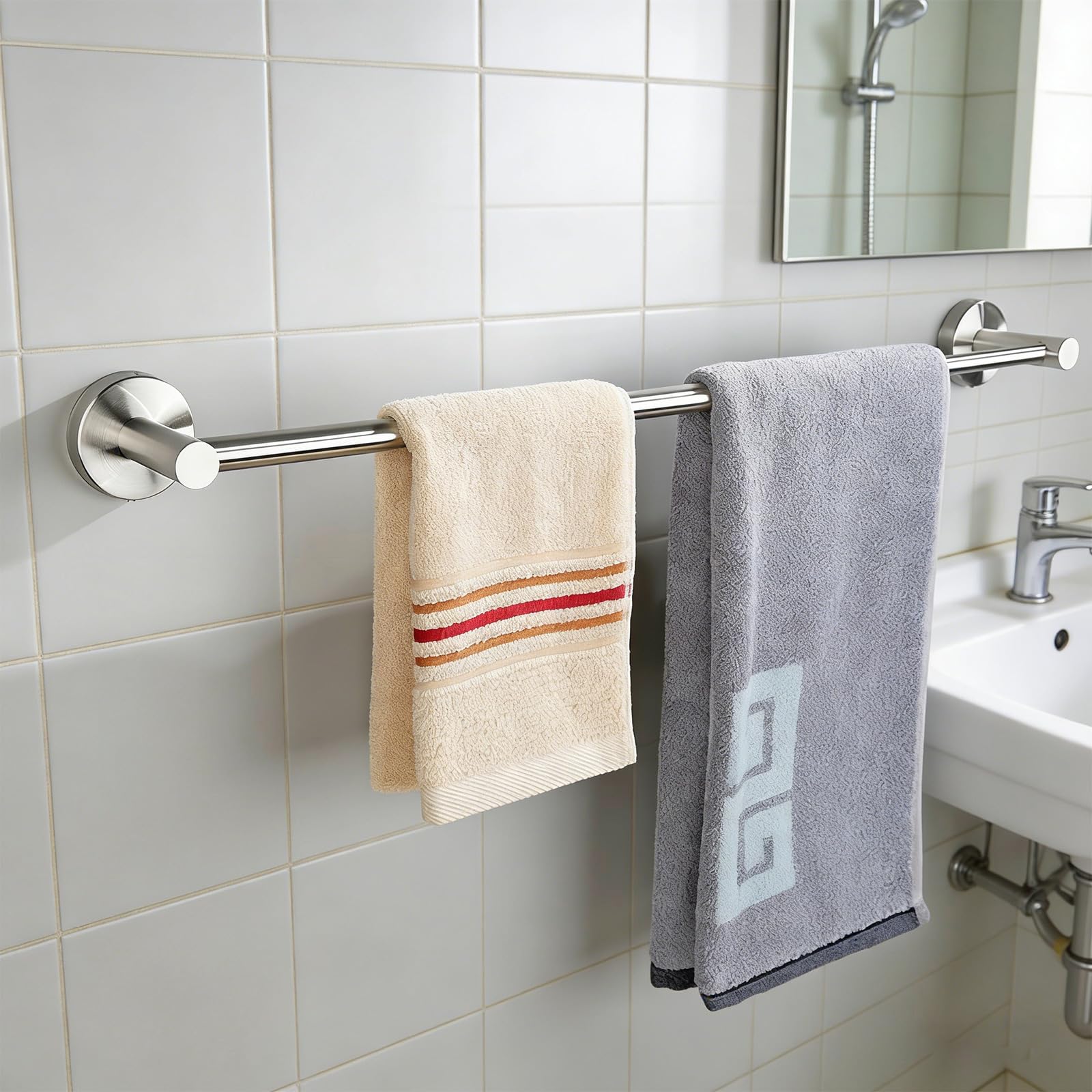 Portasciugamani retrattile moderno in acciaio con portasciugamani sicuro a ventose, perfetto per affittuari e proprietari case Binario estensibile a parete