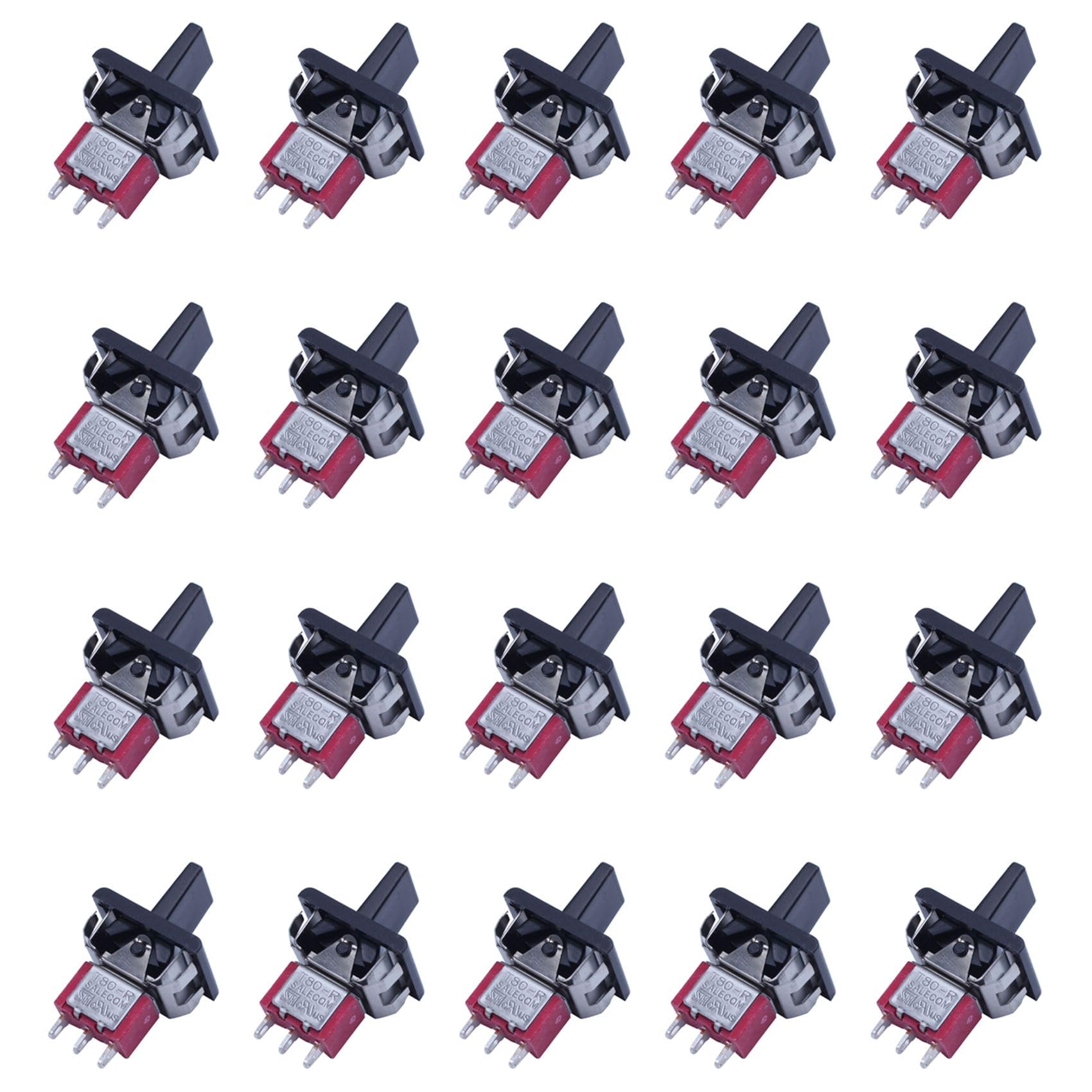 Jnchdghwa Red&Black 20X Ac 250V/3A 125V/5A Momentary Spdt 3 Positions Toggle Switch T80-R