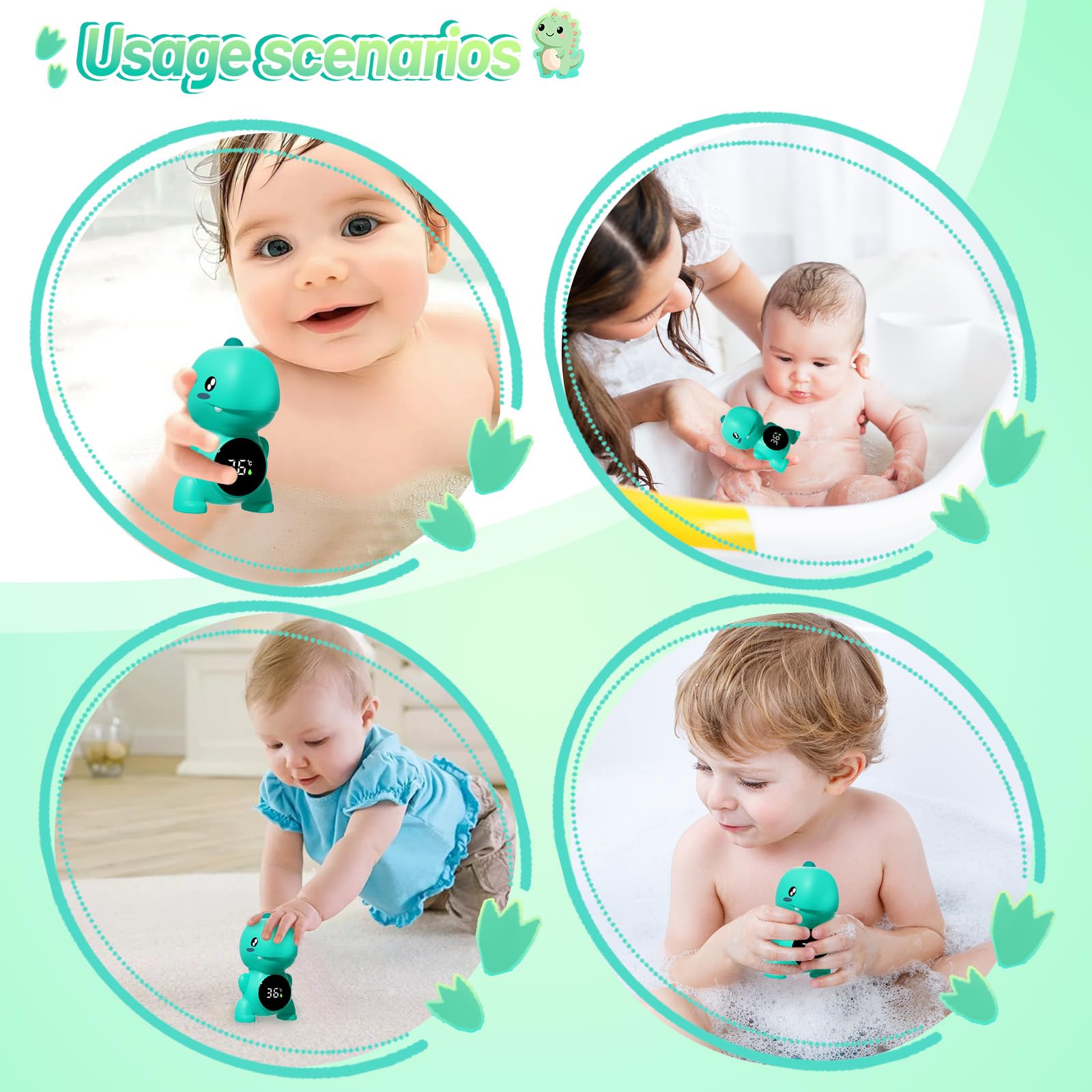 Termómetro de Baño para Bebé con Forma de Dinosaurio,Sin BPA,Termómetro Digital LED para Bañera de Bebé,Sensor de Temperatura de Baño para Niños,Pantalla Precisa,Flotante