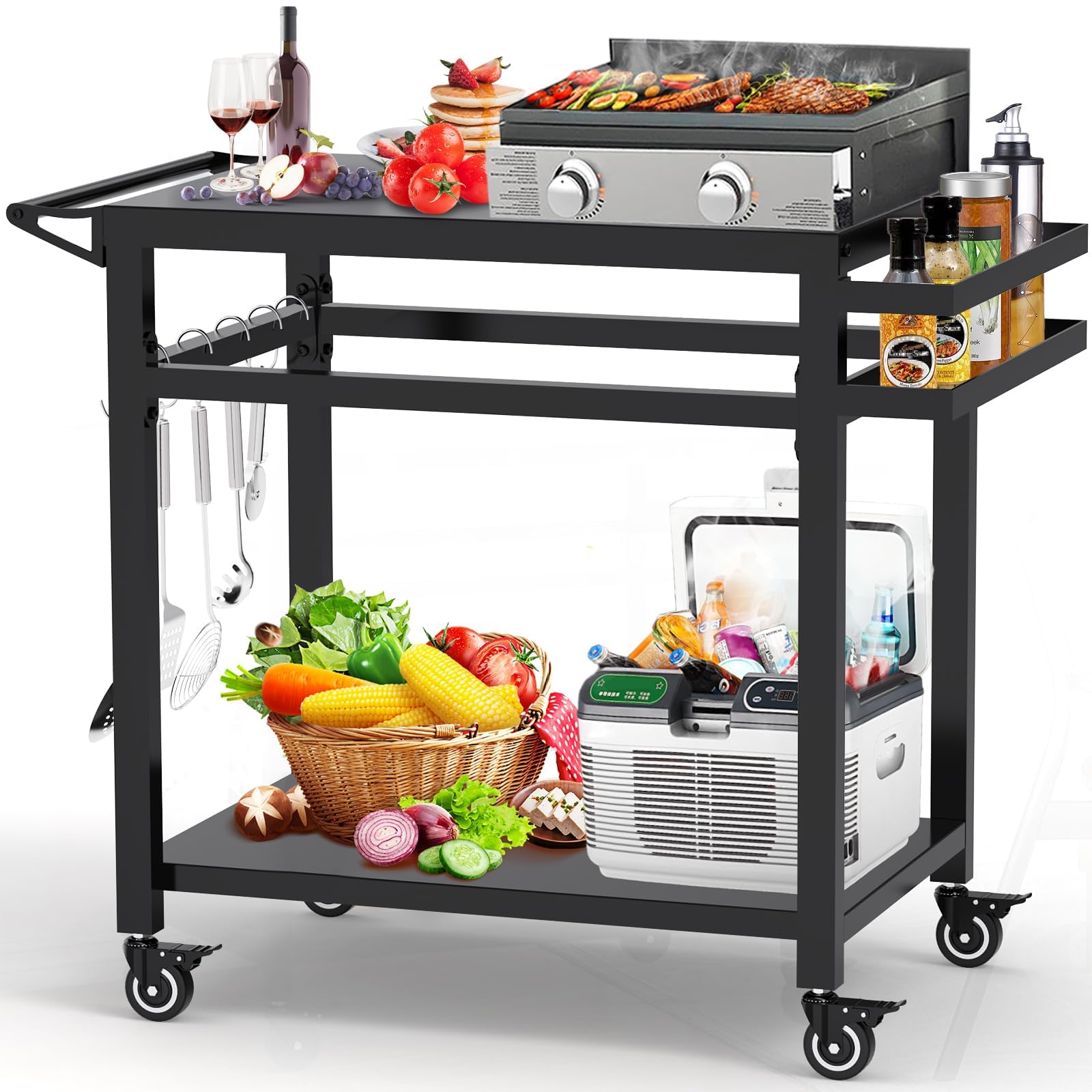 RAXSINYER Double-Shelf Grill Table