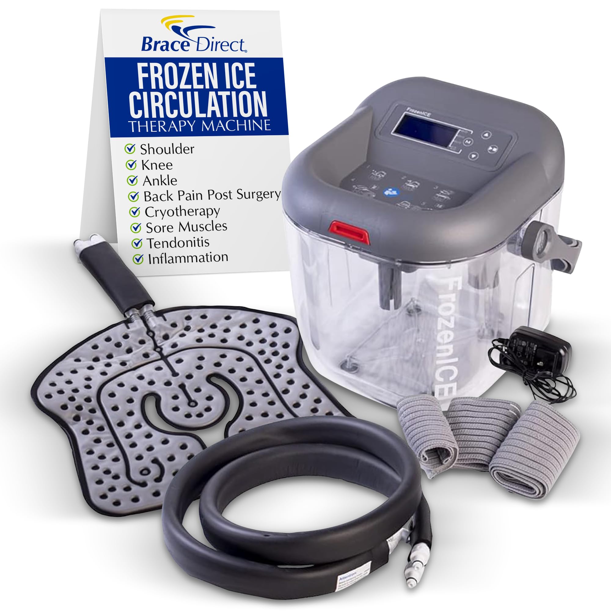 FrozenIce Cold Therapy Machine with Universal Pad – Circulating Water System for Knee, Shoulder, Hip, Ankle, Back – Cryotherapy for Post Surgery, Pain, Swelling