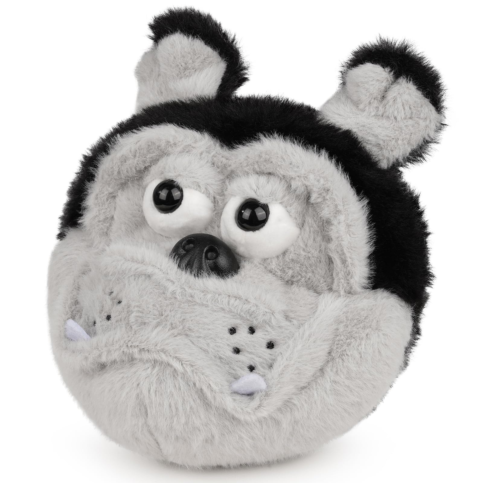 Golf Side Shaft Mallet Putter Head Cover Headcover Magnetic Club Protector Black Grey Fluffy Bulldog Design