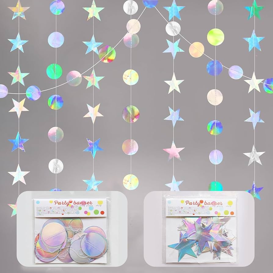 Lot De 4 Bannières En Papier à Paillettes Rondes (4 M/pièces