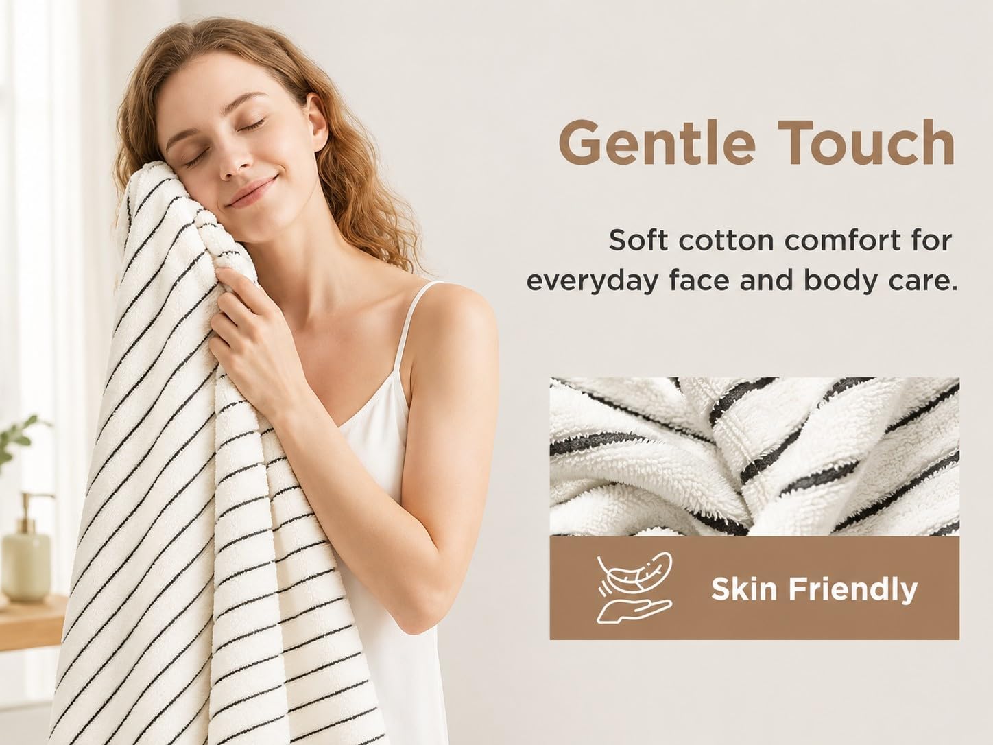 8 Pack Large Bath Towel Set, Cotton Striped Bath Towels for Bathroom, Black and White Bathroom Decor, 2 Bath, 2 Hand Towels, 4 washcloths thumbnail