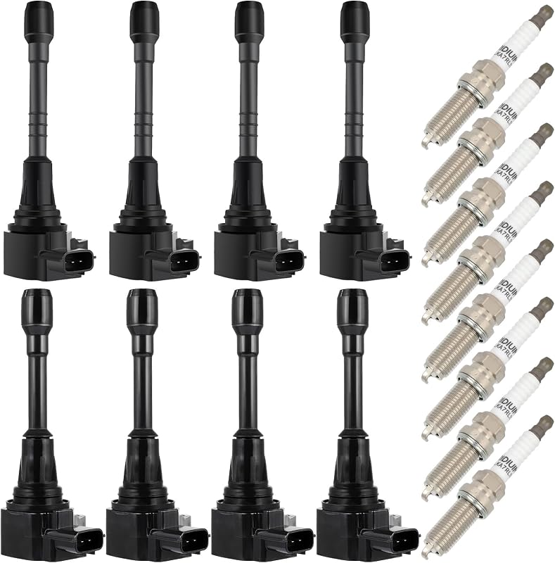 Bobinas de ignição OCPTY com velas de ignição de irídio para INFINITI QX56, QX80 e Nissan Armada 5.6L V8 – Kit com 8 bobinas e 8 velas