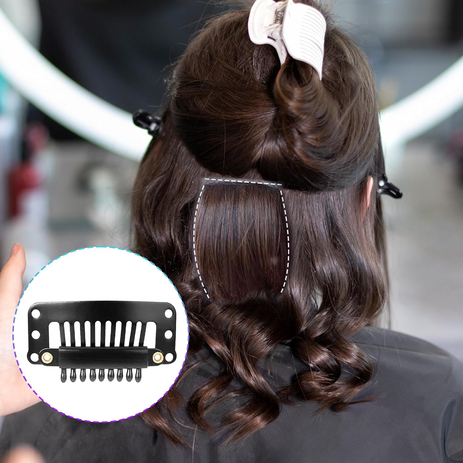 30 Pcs Black 9-Teeth Wig Clips to Sew in Wig Clips to Secure Wigs Hair Clip Hair Extension Wigs Snap Clip Comb for Women - Image 7