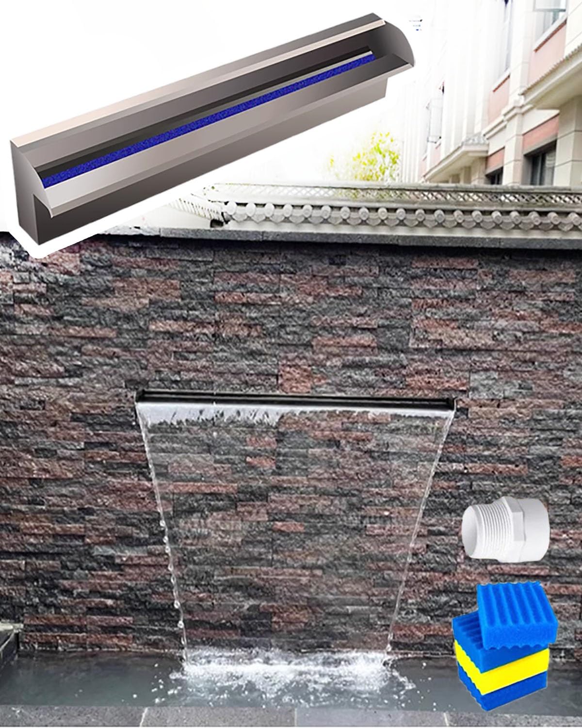 Kit di versamento a cascata resistente con filtro in cotone per interni ed esterni