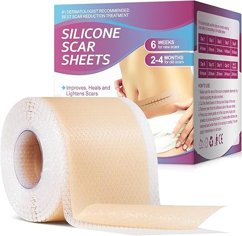 Miniatura 8 de Hojas de silicona para cicatrices (1.6 x 150 pulgadas - 3.8 M), cinta de silicona suave de grado médico, tiras de cicatrices, rollo de cicatrices,
