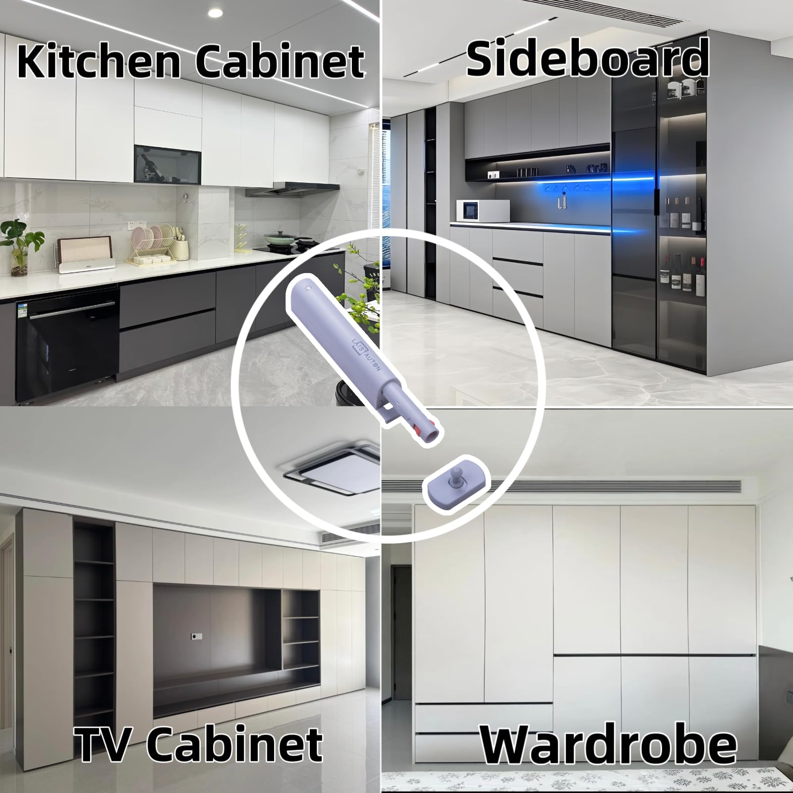 4 Sets Push Open Door Latch Touch Latches Push Latch Damping rebounder for Cabinet Hardware Release Latch Kitchen — view 8