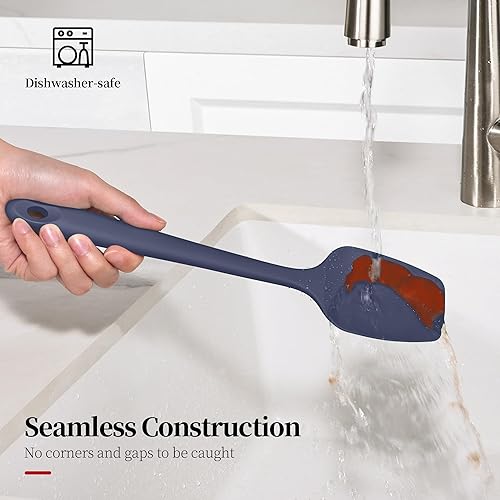 Miniatura 9 de Espátulas resistentes al calor de 600F, aptas para alimentos de alto calor, sin semillas, cuchara de silicona para cocina, juego de espátulas