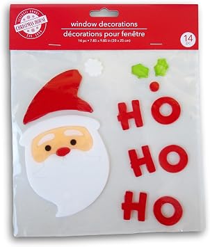 Christmas Winter Gel Window Clings - Ho Ho Ho Santa - 14 Piece