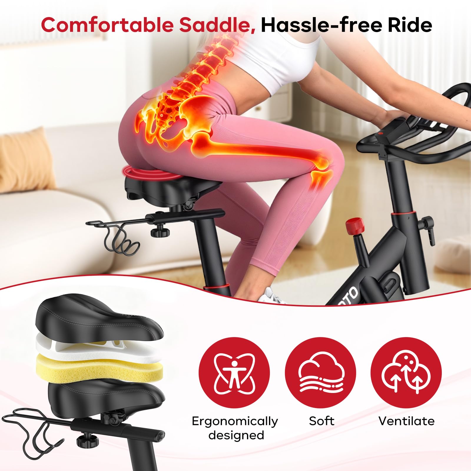 JOROTO Heimtrainer Fahrrad mit App & Bluetooth, leiser Magnetwiderstand | Indoor Cycling Bike mit bis 150kg, Hantelständer & Flaschenhalter, LCD-Display, Fitnessbike für Zuhause