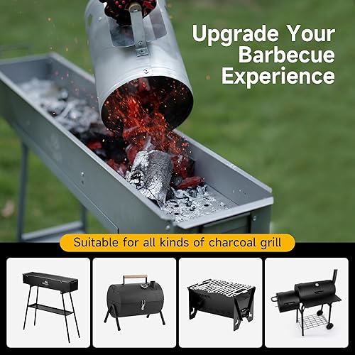 Miniatura 2 de WILLBBQ Arrancador de chimenea de carbón, resistente para parrillas de carbón, accesorio de barbacoa con mango de madera resistente al calor para