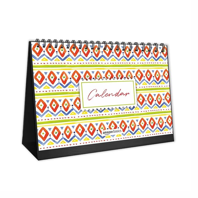 Amazon Basics 6 Sheet Undated Desk Calendar 2025 | Daily Planner & Monthly Organizer | Home & Office Use