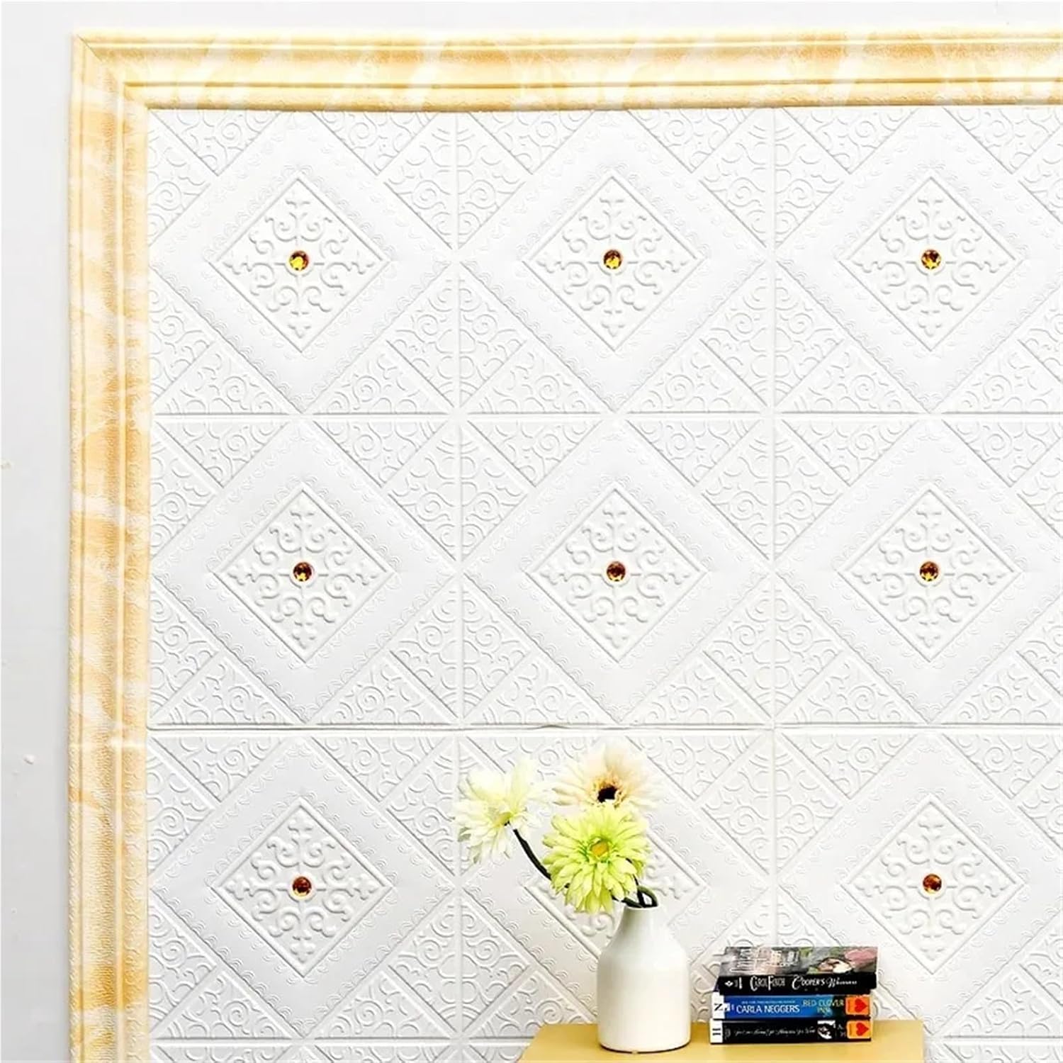 Self-Adhesive 3D Wallpaper Border， 2 Pcs Textured Border Multicolor x 8cm for Home(Unique Colour)