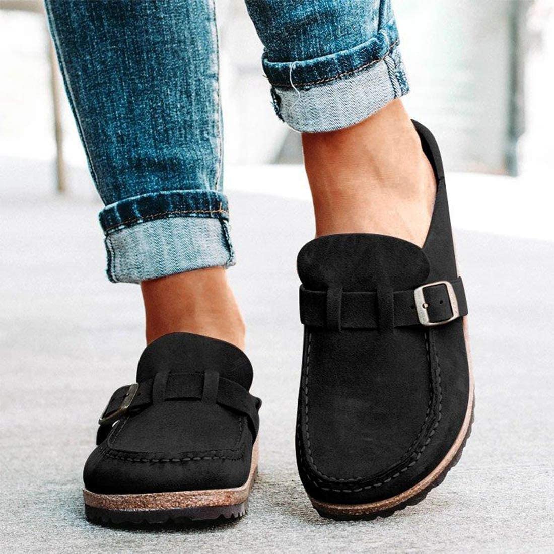RXZCHH Sandali da Donna Zoccoli Estivi Pantofole Piatte Pantofole da Passeggio con Punta Chiusa Scarpe da Barca da Donna Scarpe Casual con Zeppa per Arco Piatto per Escursionismo all'Aria Aperta