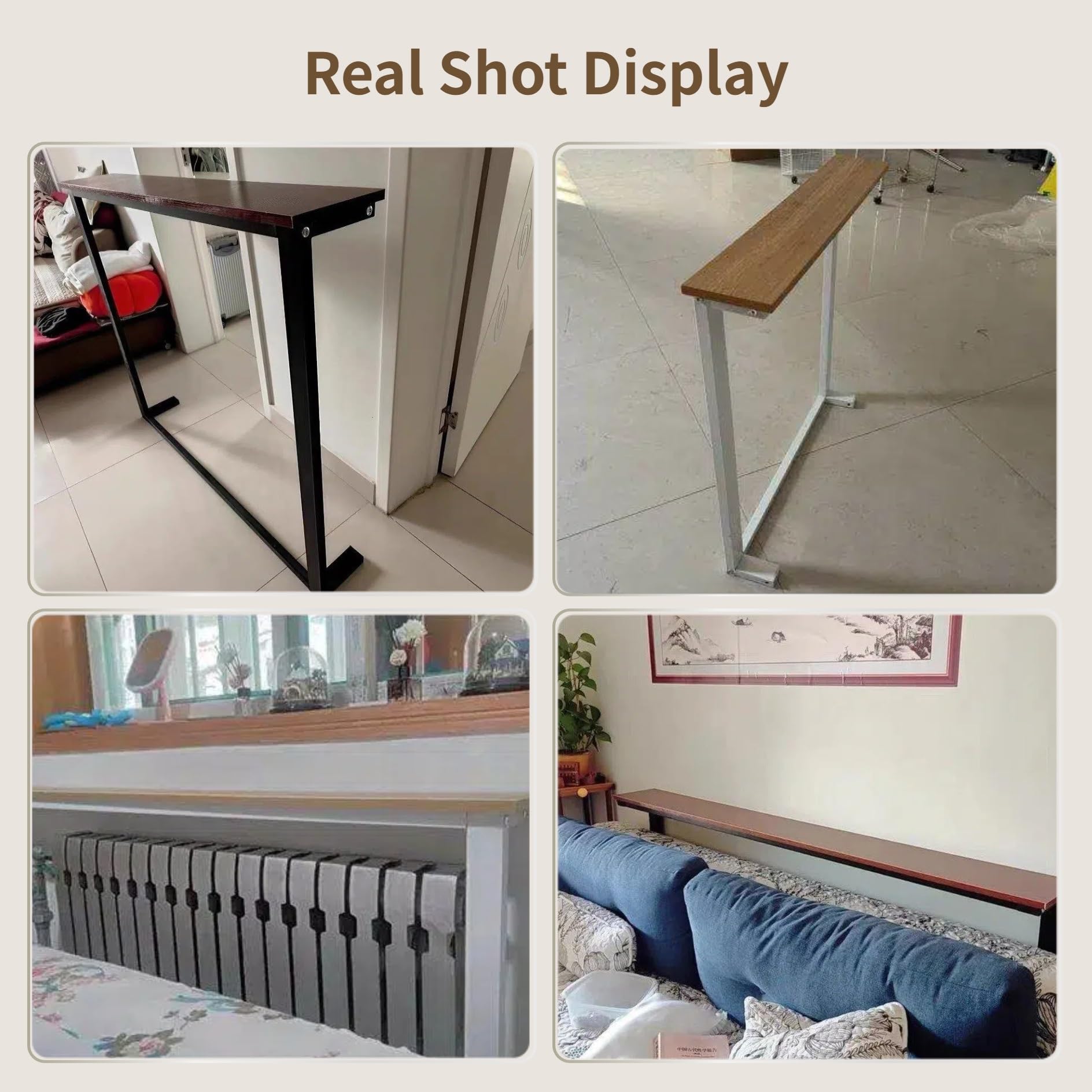 Elegante cubierta de radiador de madera y metal, mesa auxiliar de 140 x 19,8 cm para espacios pequeños, ideal para sala de estar, pasillo, sofá, cama, diseño moderno, solución para ahorrar espacio