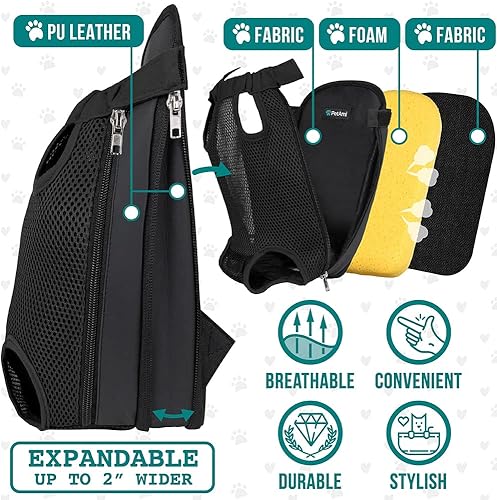 Miniatura 3 de PetAmi Mochila transportadora para perros, mochila frontal ajustable para perros y gatos  Transportador de pecho para perros ventilados para