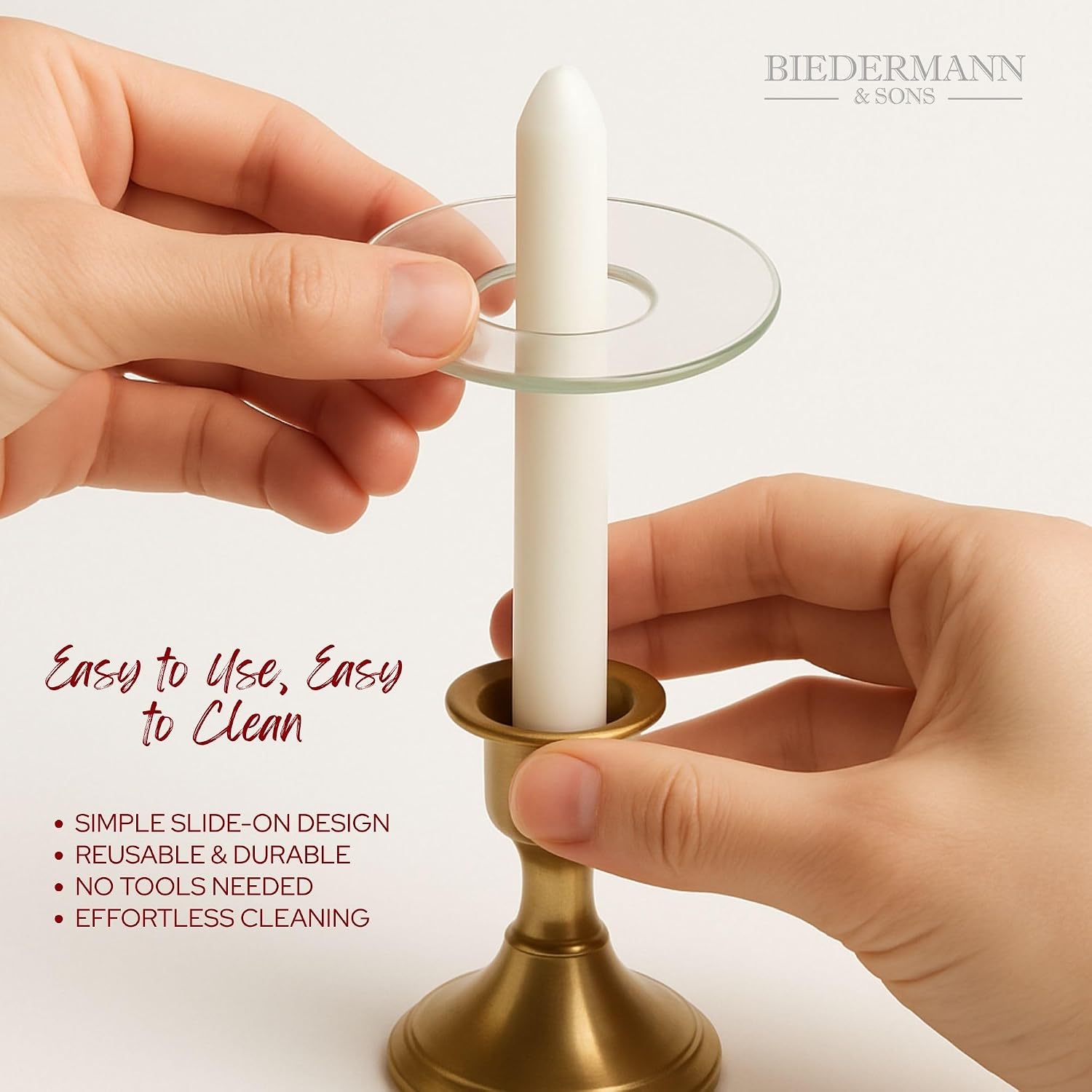Biedermann & Sons Segmented Glass with Cut Edges Candle Wax Bobeches, Clear, 2.75 Inch - Set of 12