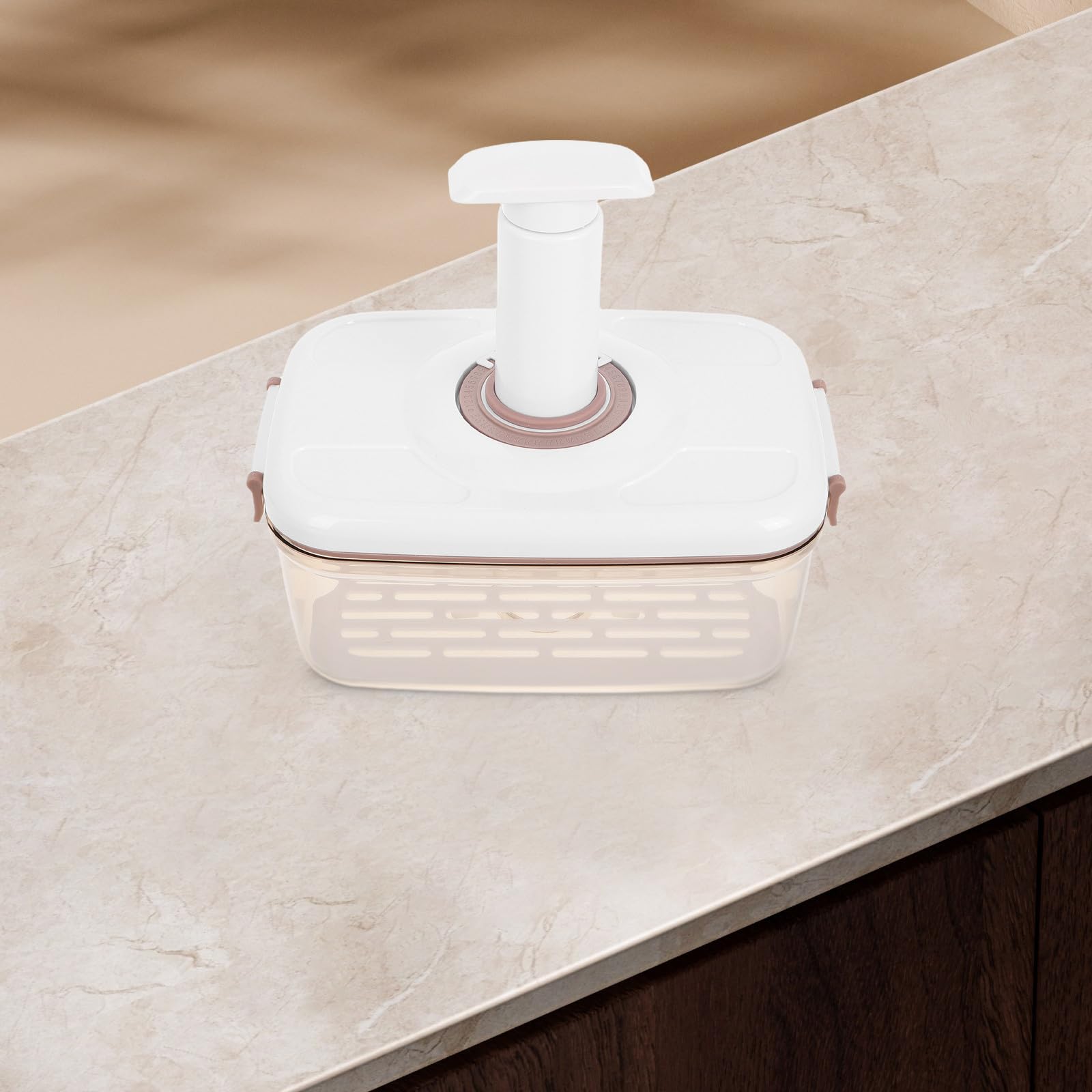 Homoyoyo Caja de Conservación al Vacío para Alimentos 2.1l Grande Bomba Manual, Contenedor Sellado Hermético Transparente para Almacenamiento Fresco y Drenaje Rápido en Cocina