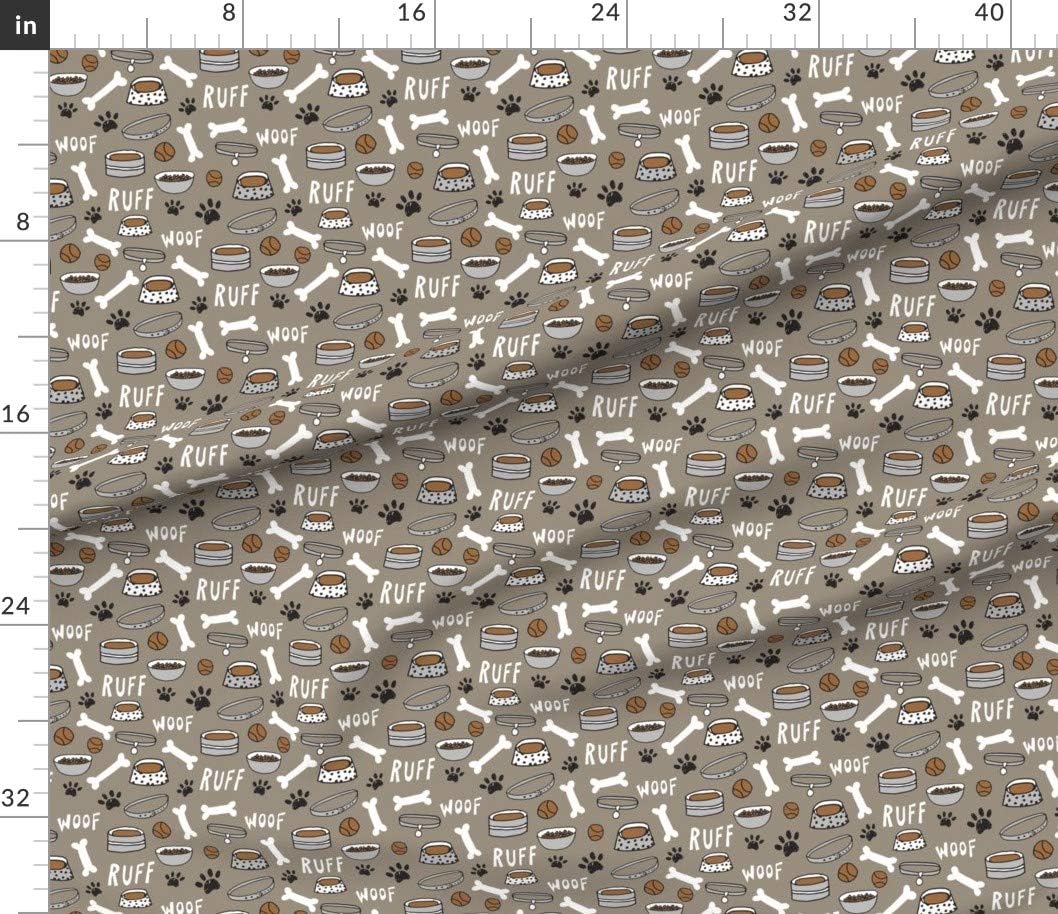 Spoonflower Fabric - Dog Bone Paw Print Cute Pet Illustration Pets Dogs Breeds Food Animal Printed on Petal Signature Cotton Fabric Fat Quarter - Sewing Quilting Apparel Crafts Decor
