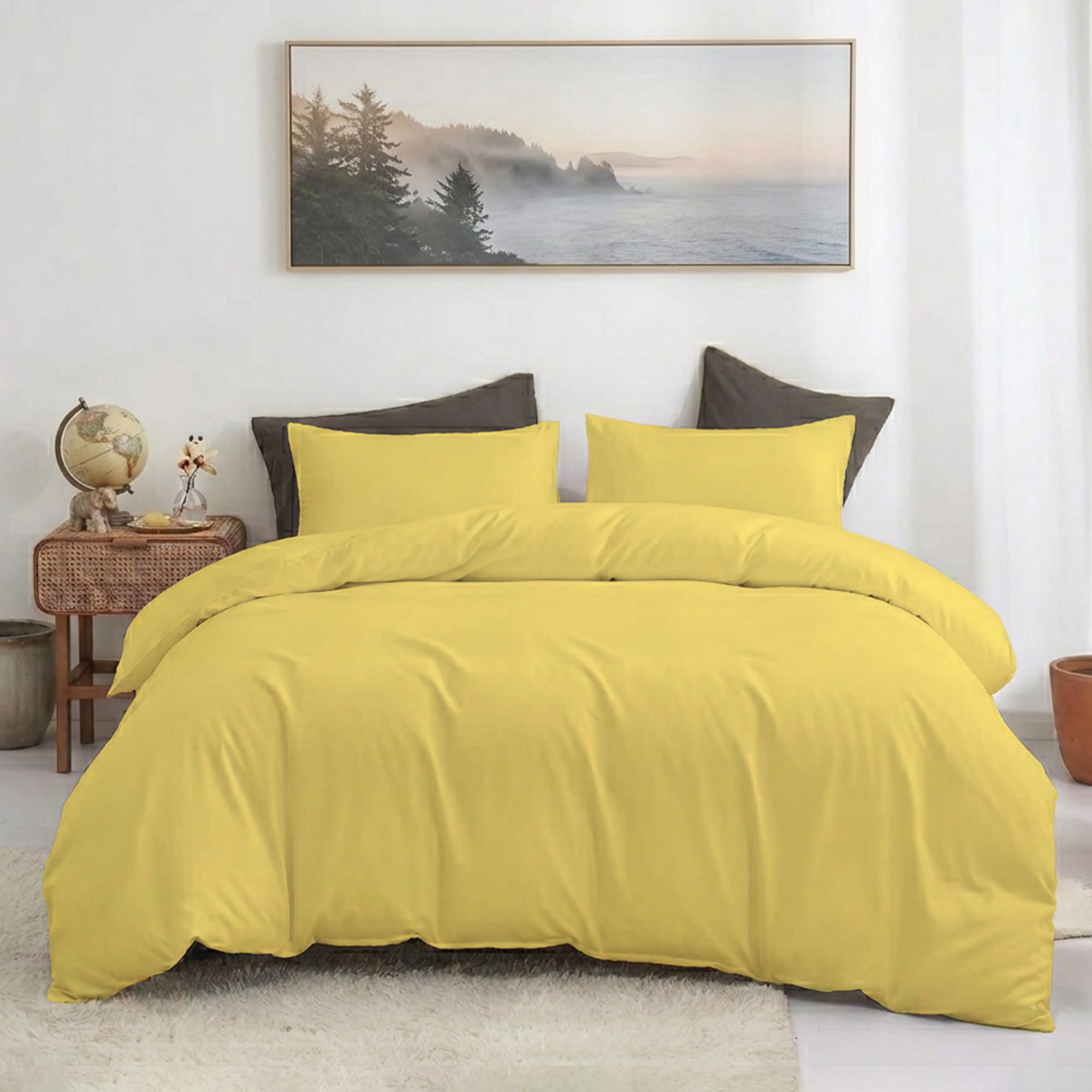 BloomBedding 3 Piece King Size Duvet Set 100% Cotton Duvet Cover King Size Super Soft And Cozy Duvet King Size Cover Set Luxury Bedding Sets With Button Closure