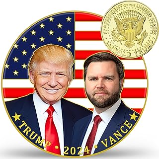 Trump Vance Challenge Coin, 47th Presidential Commemorative Gold Plated Challenge Coin, Show Your Pride and Support for The Donald Trump's Presidency