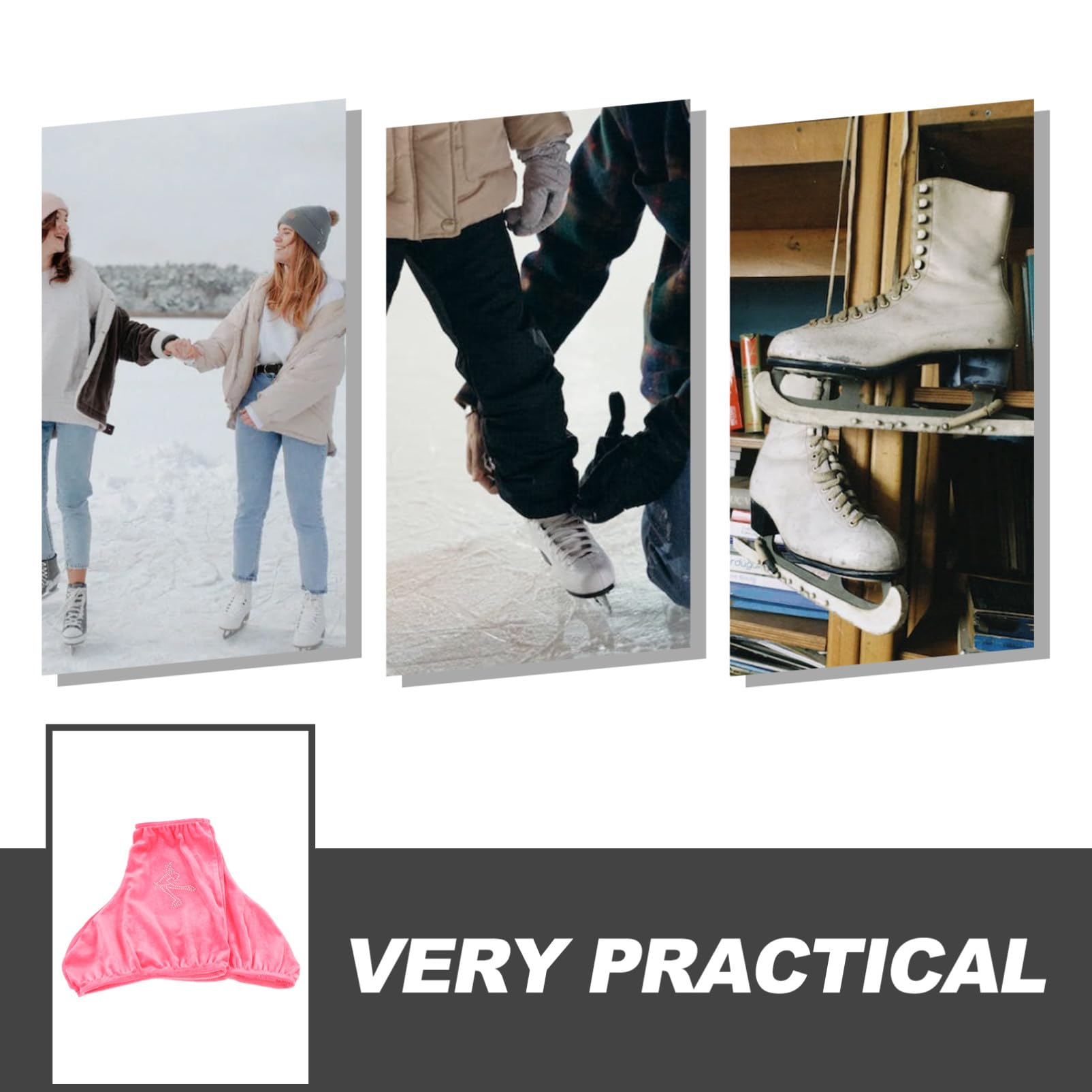 Copriscarpe per Pattini da Figura in Poliestere Rosa, Design Aderente e Flessibile, per Pattinaggio su Ghiaccio e Roller Skating
