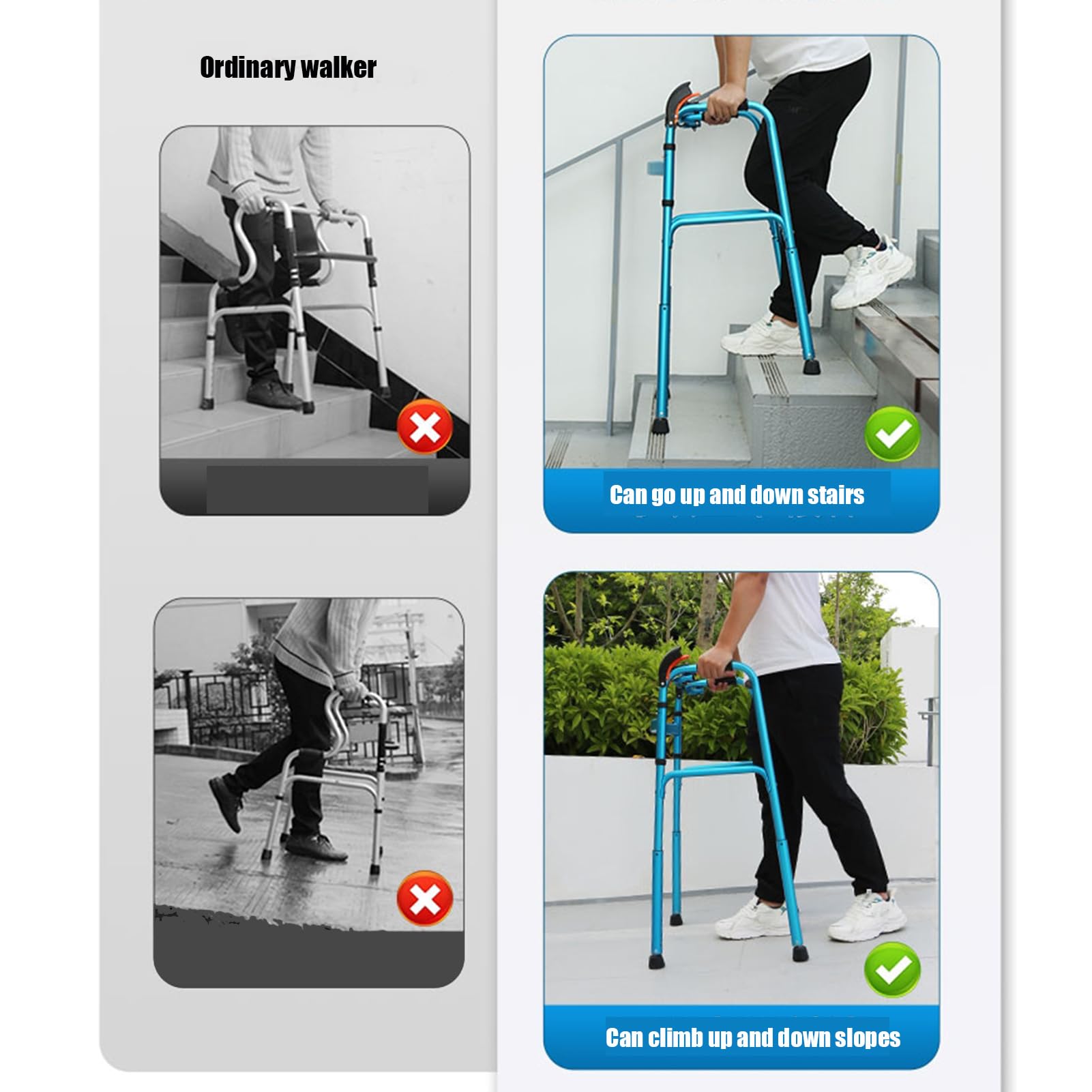 Andador Plegable para Subir Escaleras, Andador Vertical de Aluminio, Ayuda para la Movilidad Caminando Que le Permite Subir y Bajar Escaleras para Adultos/Ancianos