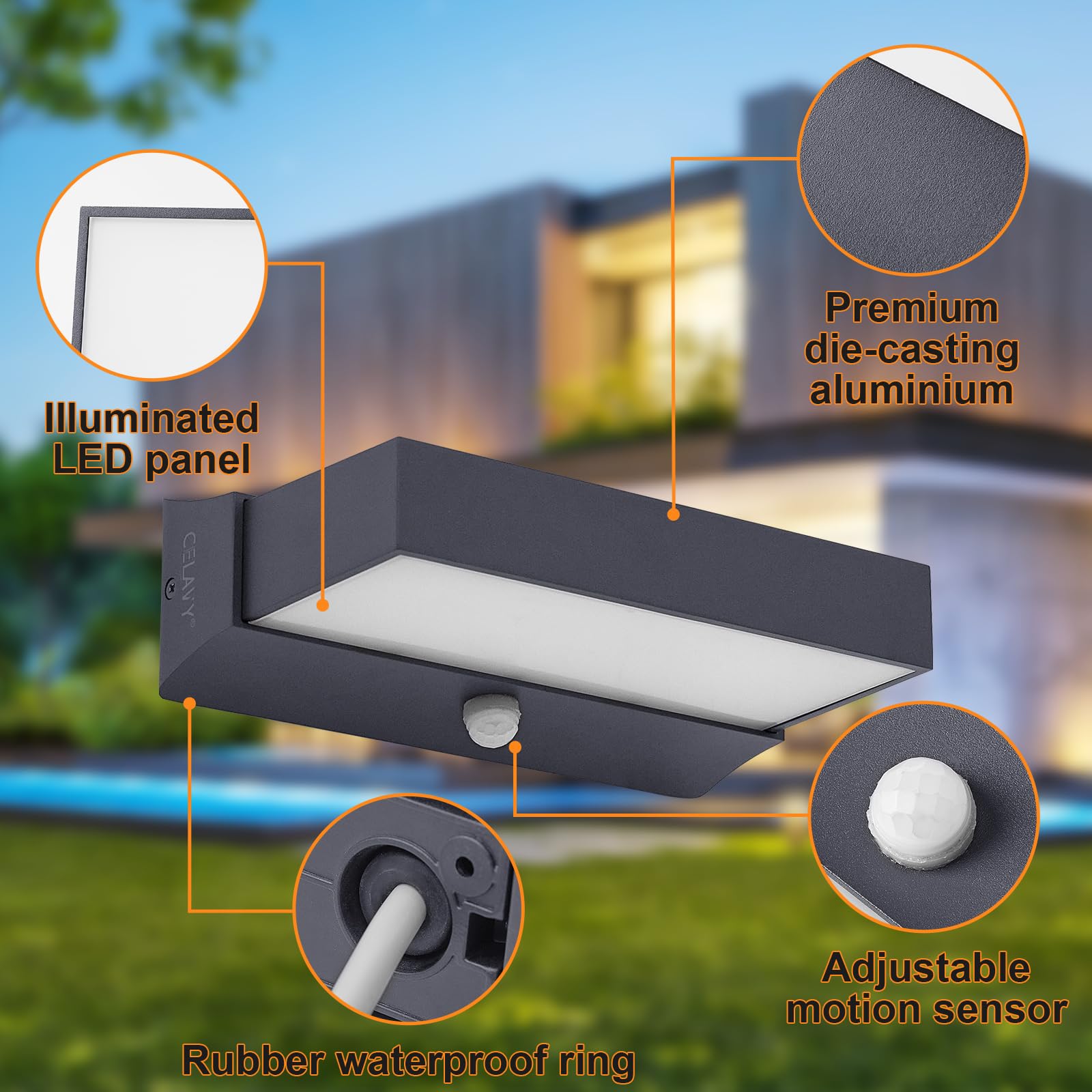 LED Außenlampe mit Bewegungsmelder - IP65 Up Down Wandleuchte Wandlampe aussen Anthrazit, Aussenlampe Außenleuchte Aussenleuchte Wand, Aussenbeleuchtung Außenbeleuchtung Hauswand Terrasse