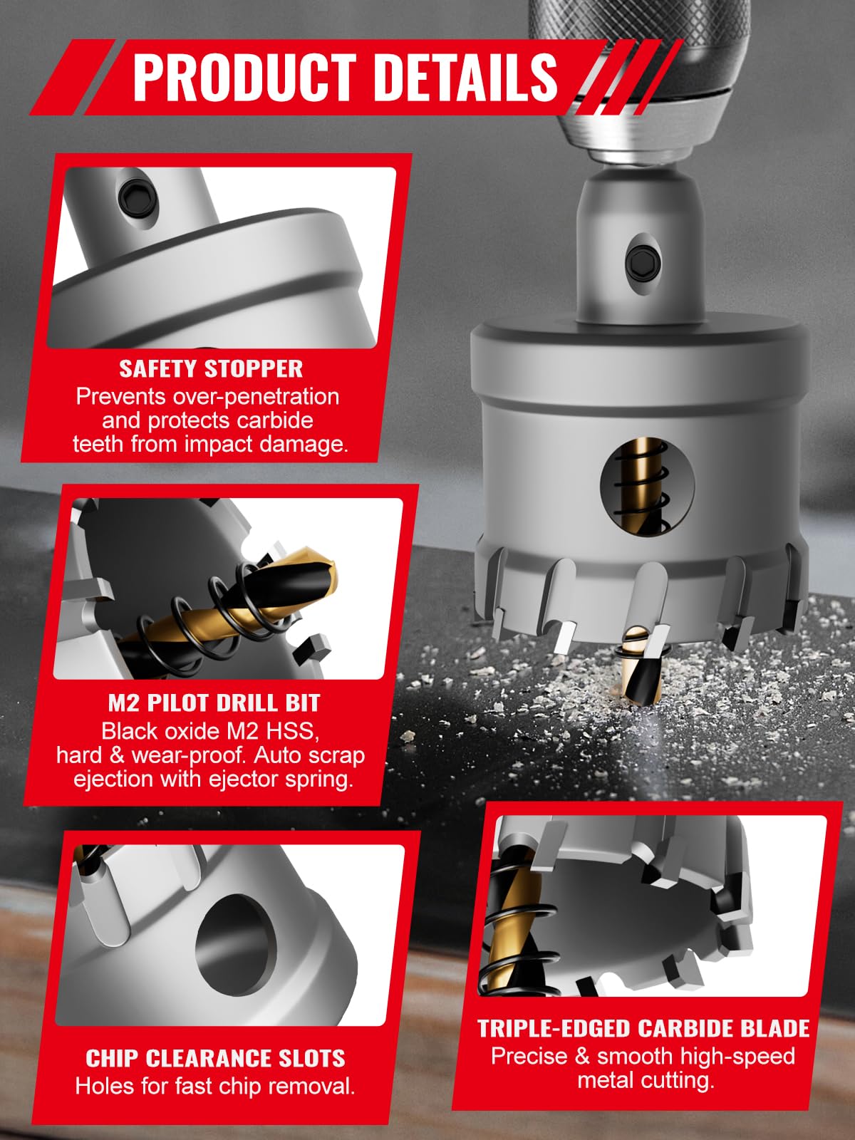 Carbide Hole Saw for Stainless Steel - 1 Inch -4