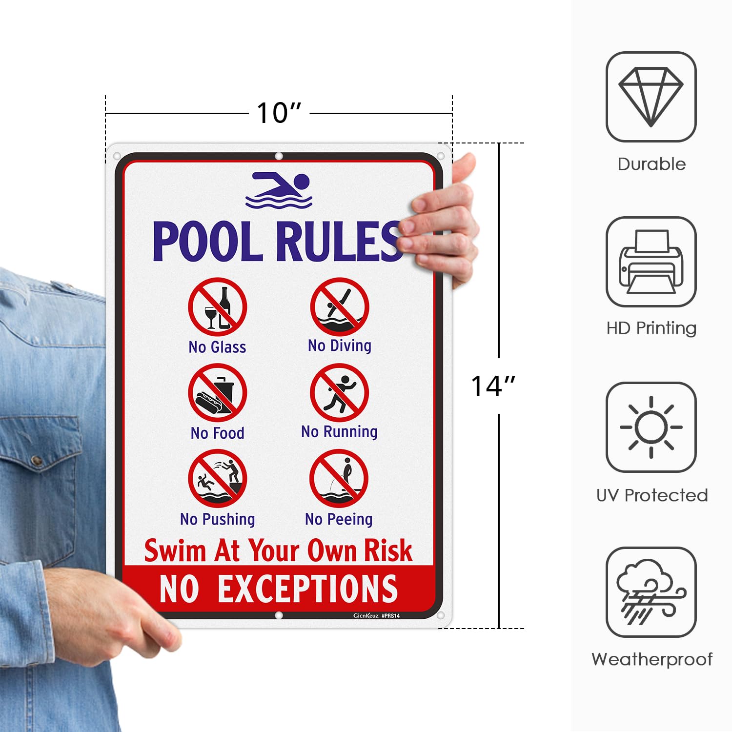 RISE Aquatics Event Display - Medium Beige Swim Sign - Tabletop Mount - Sports Facility, Event