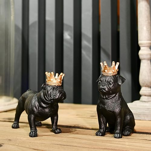 Miniatura 5 de Guichifun Estatua de amantes de la escultura abstracta y figuras de animales Bulldog francés para decoración del hogar