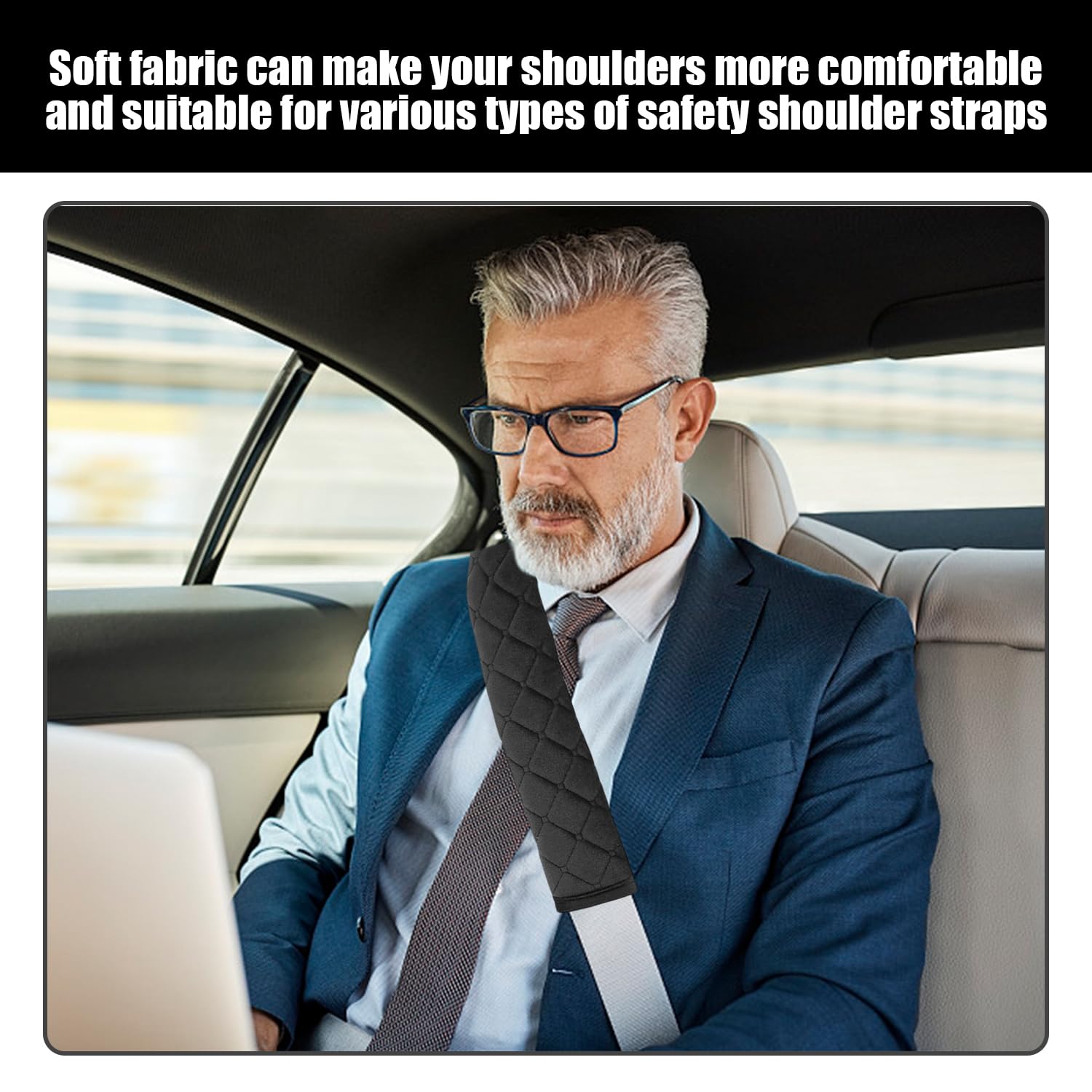 2 Paia di Spallacci di Protezione, Multi-Funzione Cuscino Copre, Spalline Morbide, può Essere Utilizzato per Cinture di Sicurezza, Zaini (Nero, Grigio).
