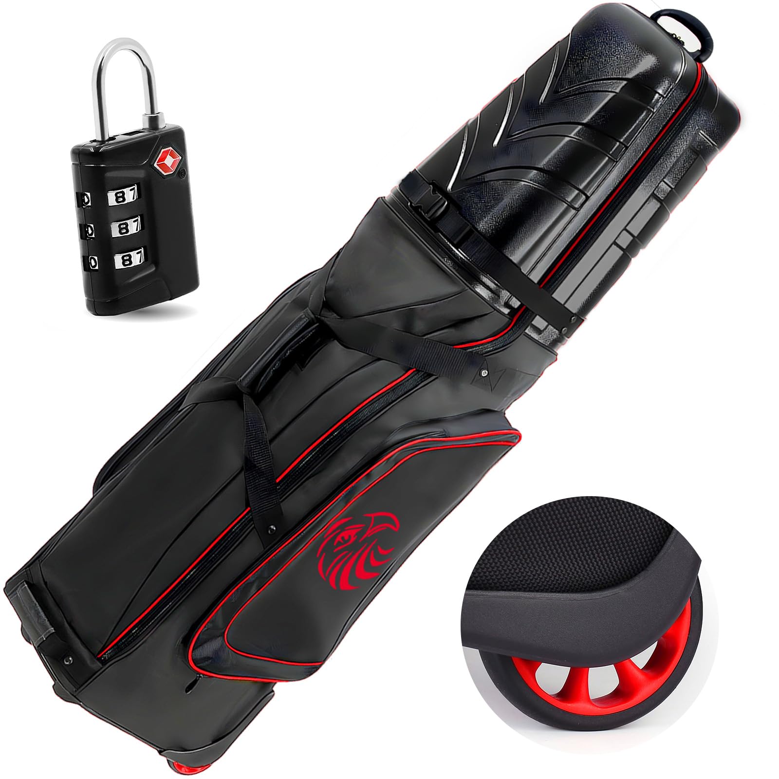 Yamato Grand sac de voyage de golf à coque rigide avec roues et serrure TSA