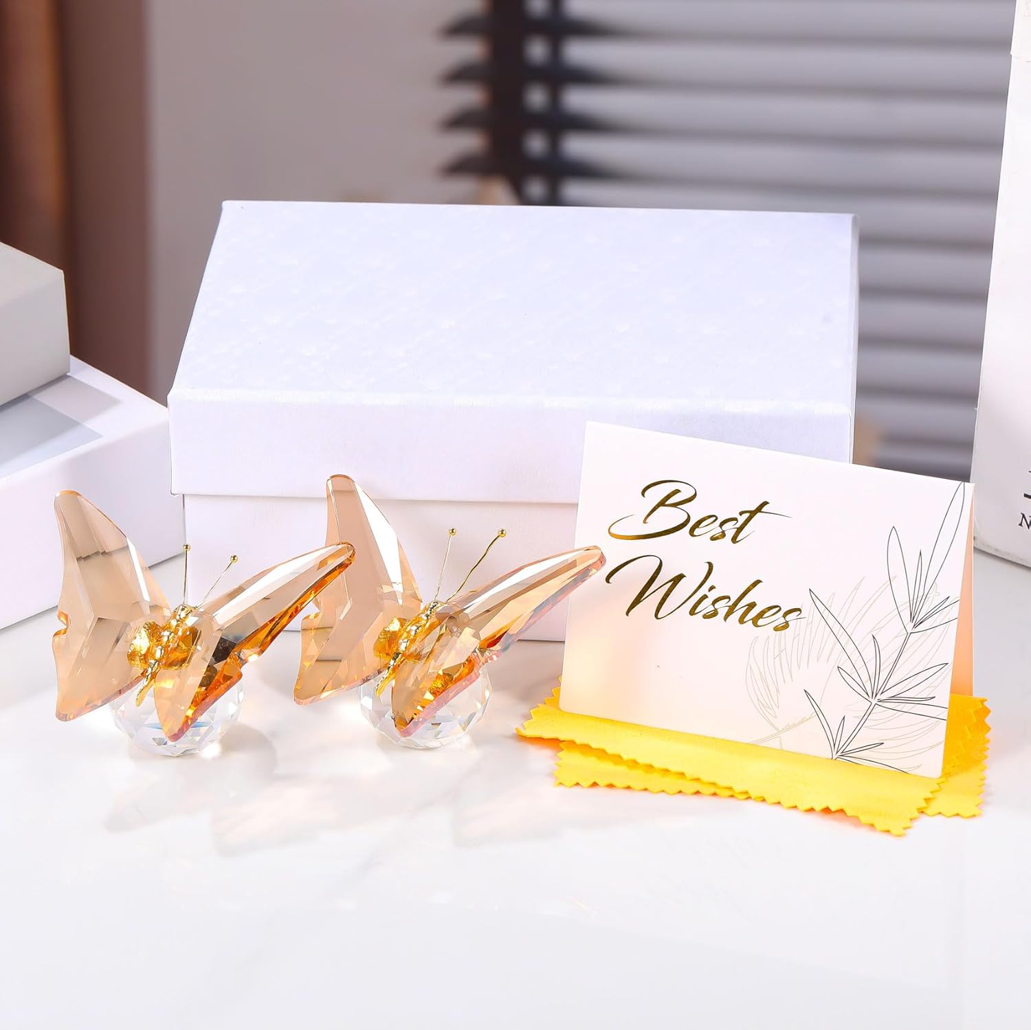 2 pcs Crystal Golden Butterfly Gifts for Women Butterflies Lovers Glass Butterfly Figurines Animal Statues for Desk Office Home Decor - Image 6