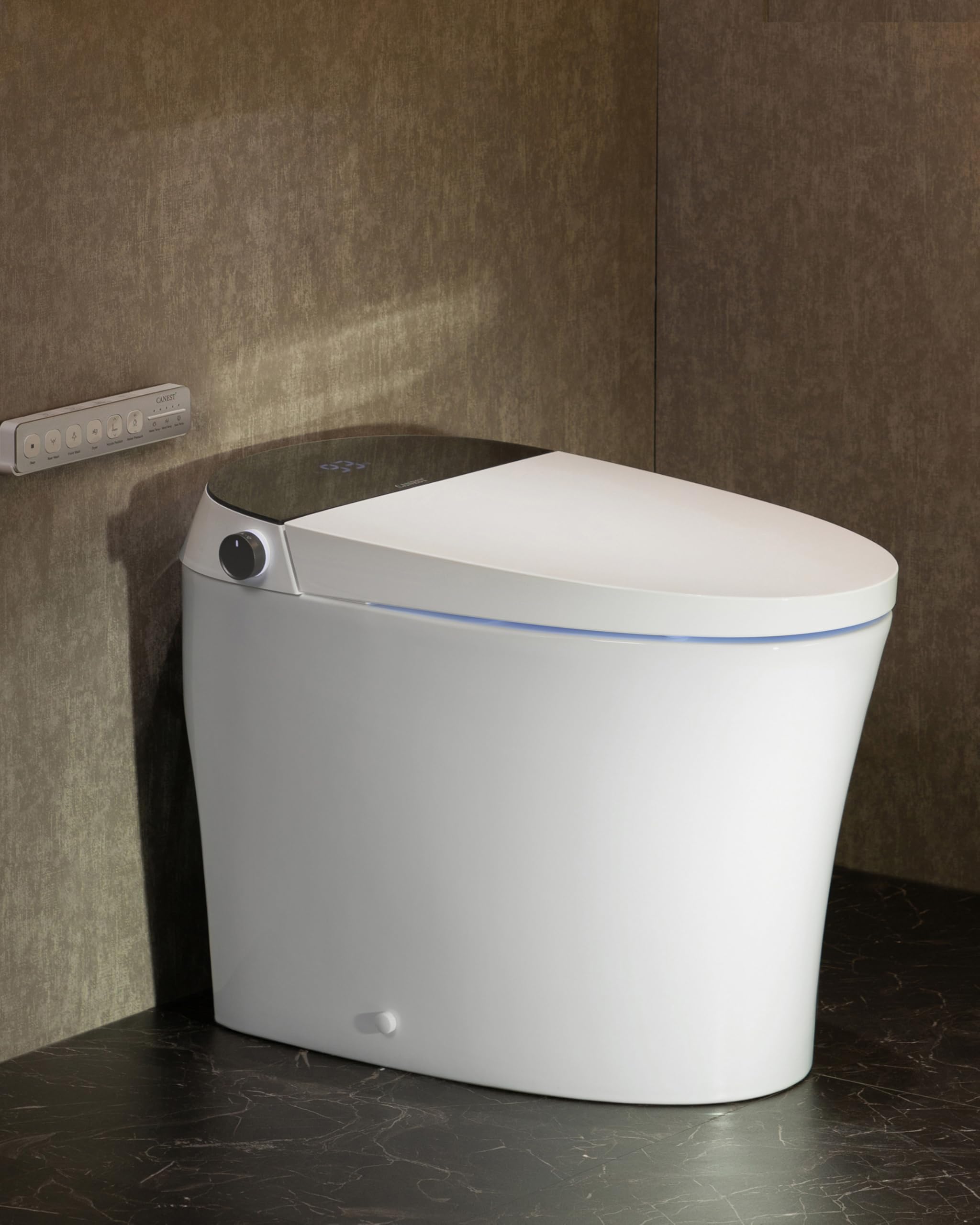 CANEST Smart Toilet, Smart Toilet with Bidet Built in, ADA Comfort Height, Intelligent Temp Control, Foot Sensor Operation, Warm Water, Heated Seat, Air Dryer, Digital Display (TC-100GE)