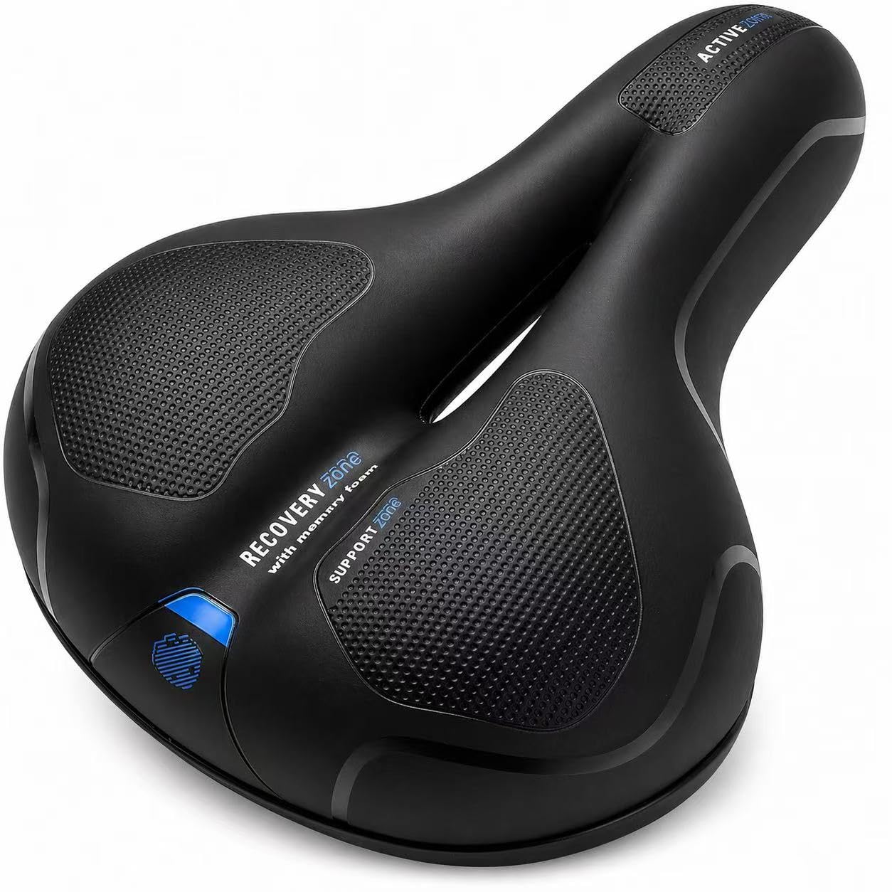 OSIGEI Fahrradsattel, Gel Fahrradsitz, breiter, weicher, komfortabel atmungsaktiv stoßdämpfend, Ergonomisch Fahrrad Sattel mit wasserdichte Abdeckung (blau) Sport & Freizeit