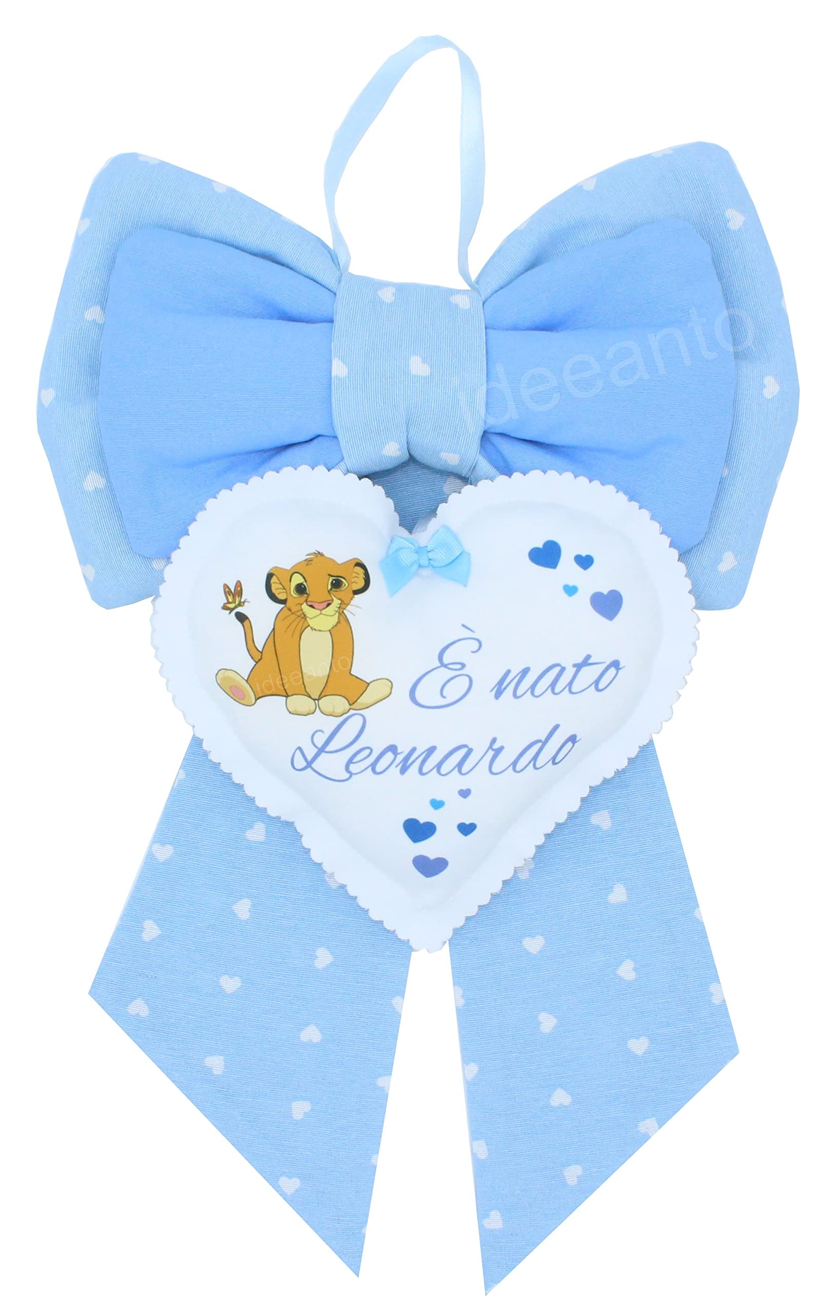 Ideeanto Fiocco nascita personalizzato nome bambino Made in Italy Bimbo 12
