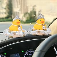 Vista 7 de wonuu Decoración de pato para tablero de automóvil, accesorios de goma con collar de perlas, corona, mini anillo de natación y gafas de sol