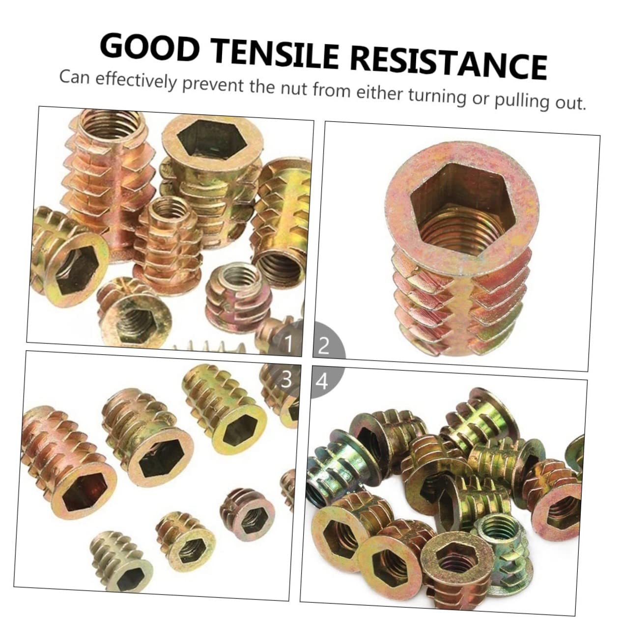 230pcs Color Plated T-Nuts Internal Threads Drive Insert Nuts for Easy Installation Solid Furniture