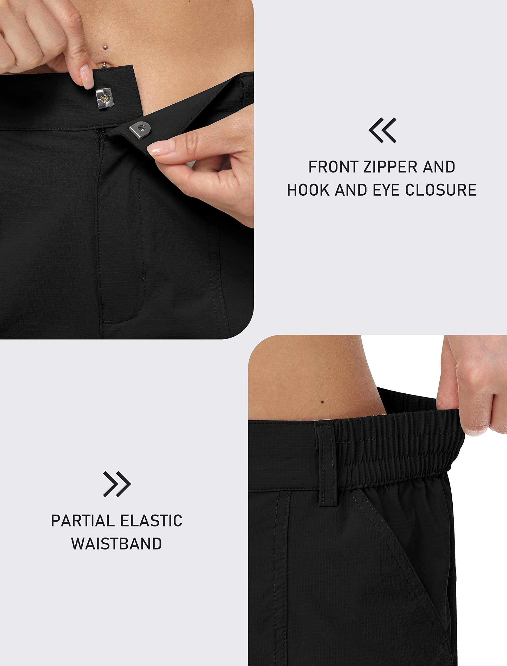 Pantalones Cortos Mujer de Senderismo Verano Cargo Short Ligero Cintura Alta Secado Rápido Outdoor Trekking Corto con Bolsillos