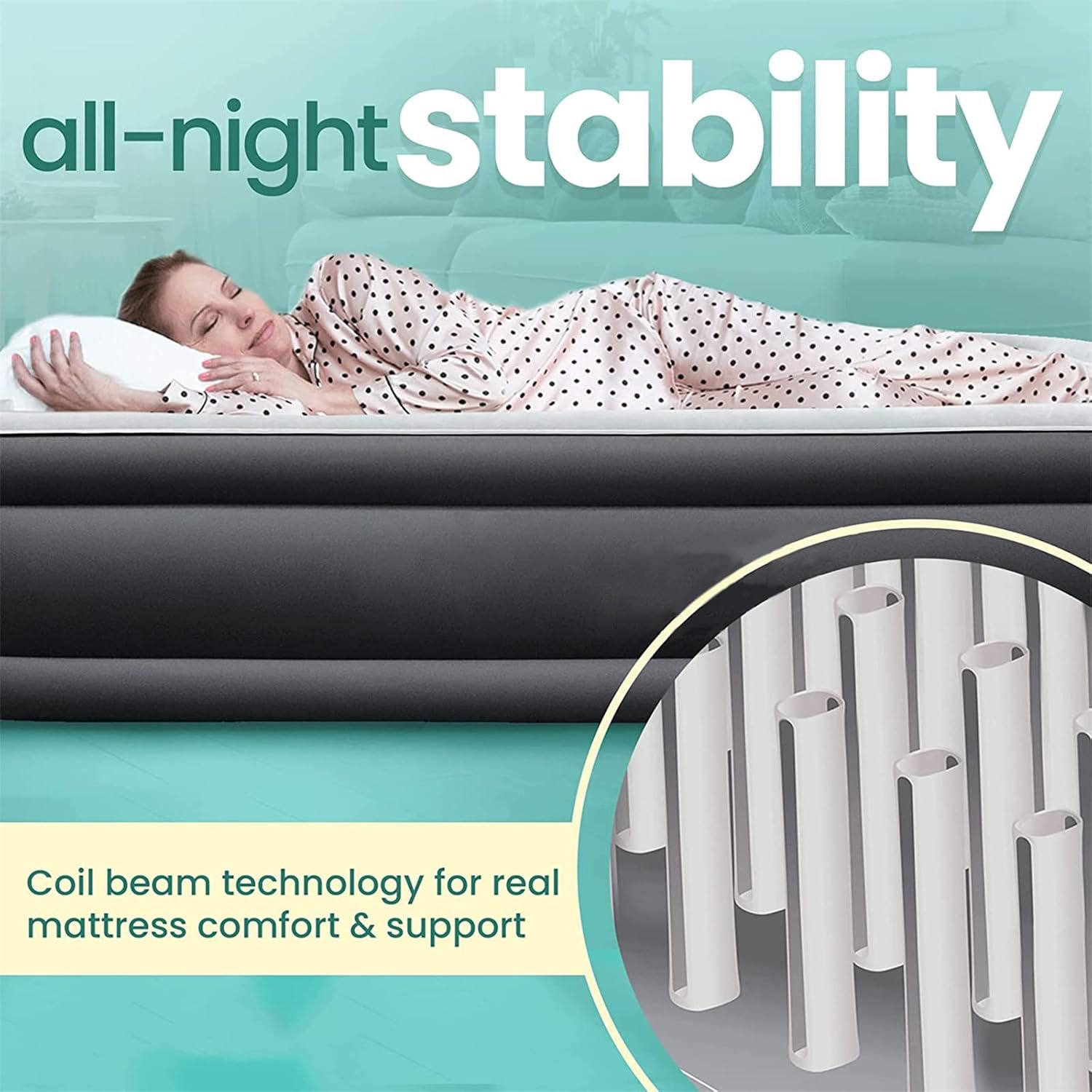 Air Mattress 18" Double-High Airbed with Built-in Pump Twin Black