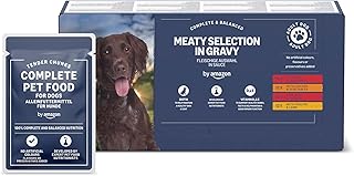 by Amazon Alimento Completo para Perros Adultos - Selección de Carne en Salsa, 4,8kg (48 Paquetes de 100g)