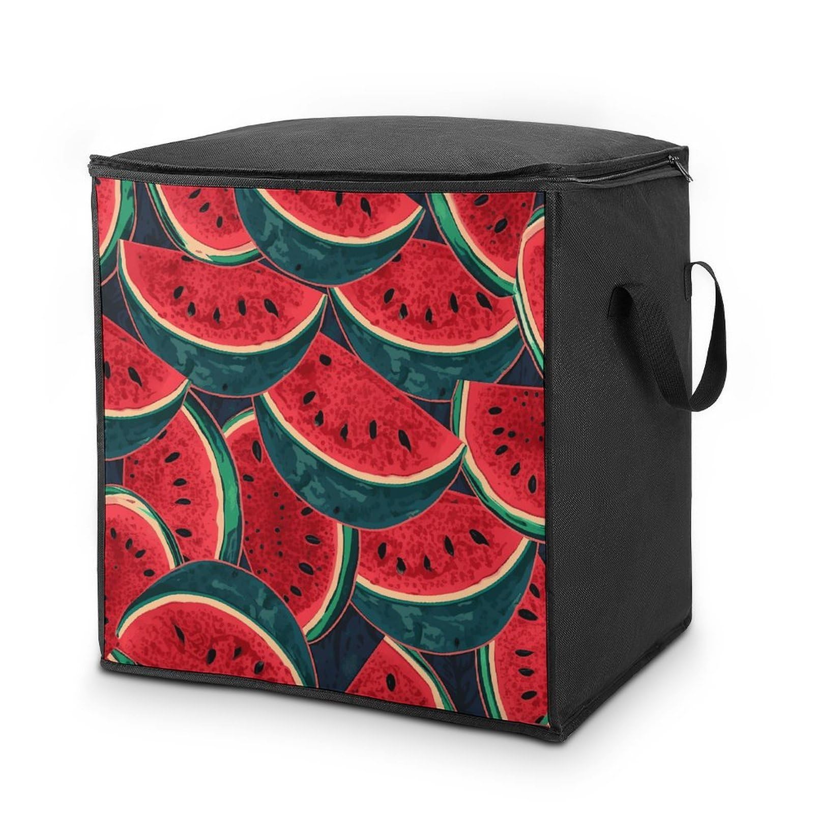 Red Watermelon Storage Bag with Zippers And Handle Extra Large Bedding Comforter Storage Bag Foldable Blanket Storage Bags Fabric Moving Bags for Closet Organizer (70L)