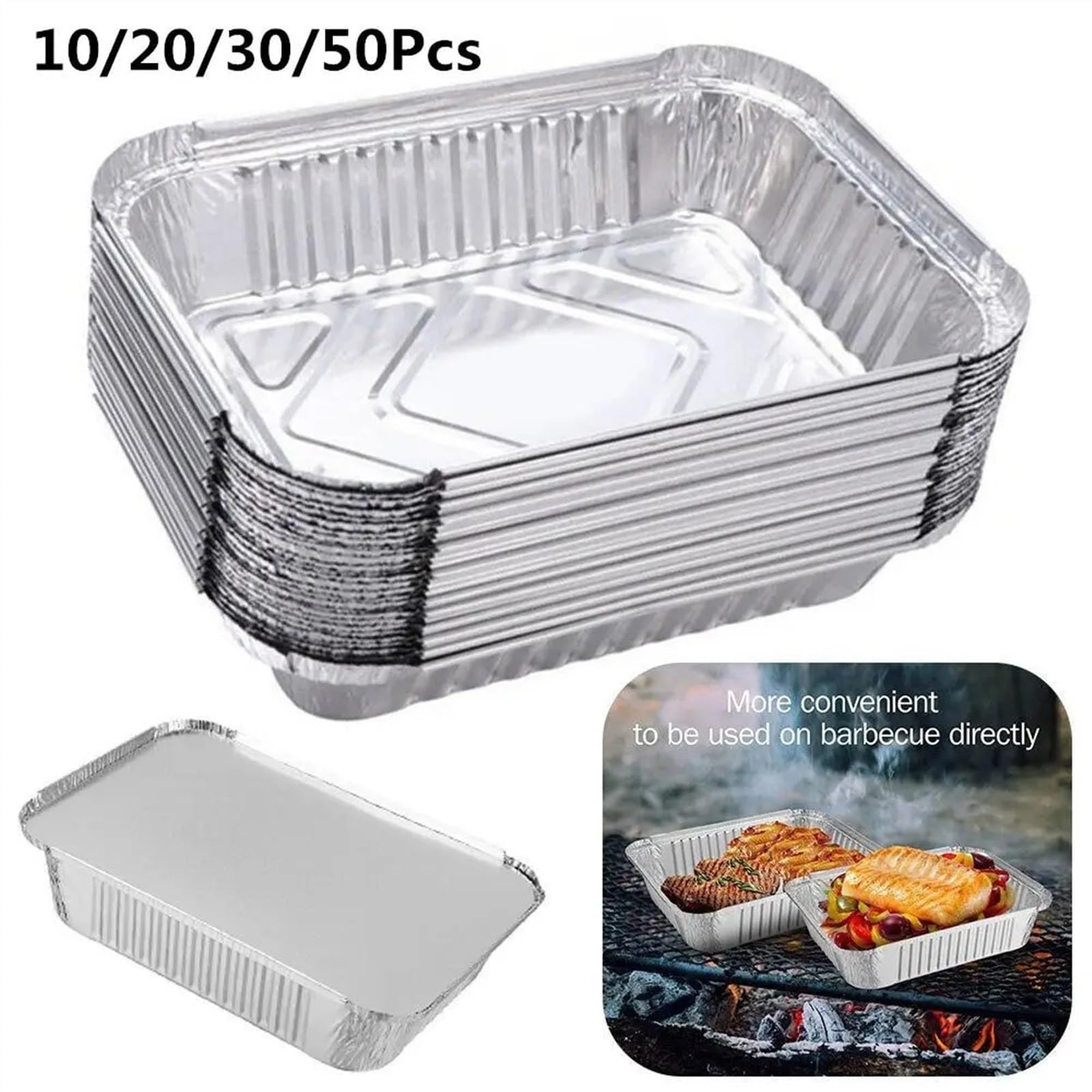 10/20/30/50 Piezas Cajas de contenedores de Aluminio para Platos de freidora de Aire Bandeja de Catering Latas para Hornear Pasteles para Barbacoa (30 Piezas)