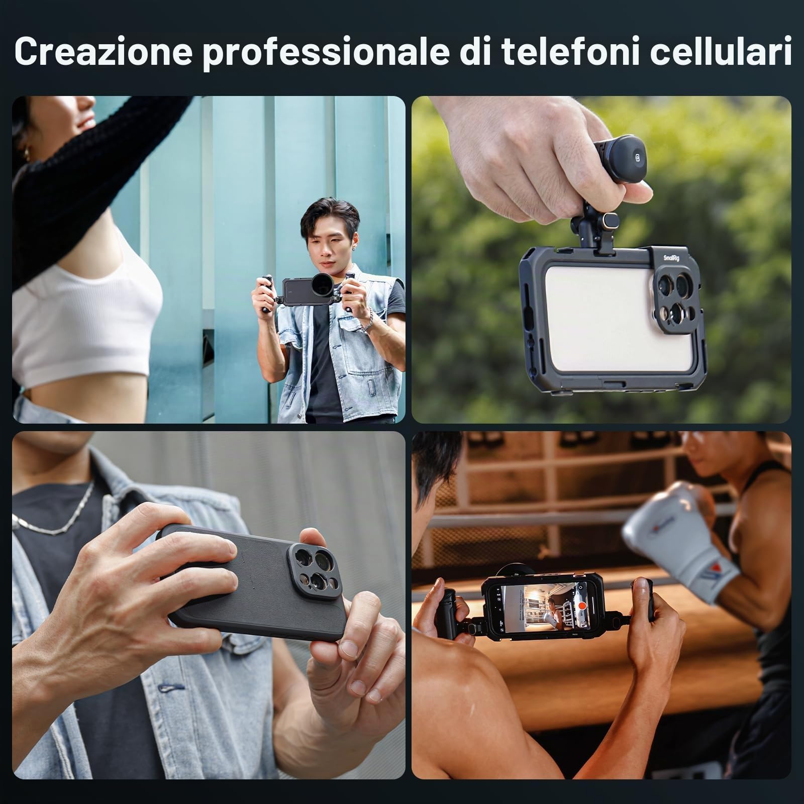 SMALLRIG Mobile Video Cage per iPhone 16 Pro, Gabbia per Telefono con Custodia per Telefono con Piastra Posteriore per Obiettivo a T, Supporto per MagSafe - 4828